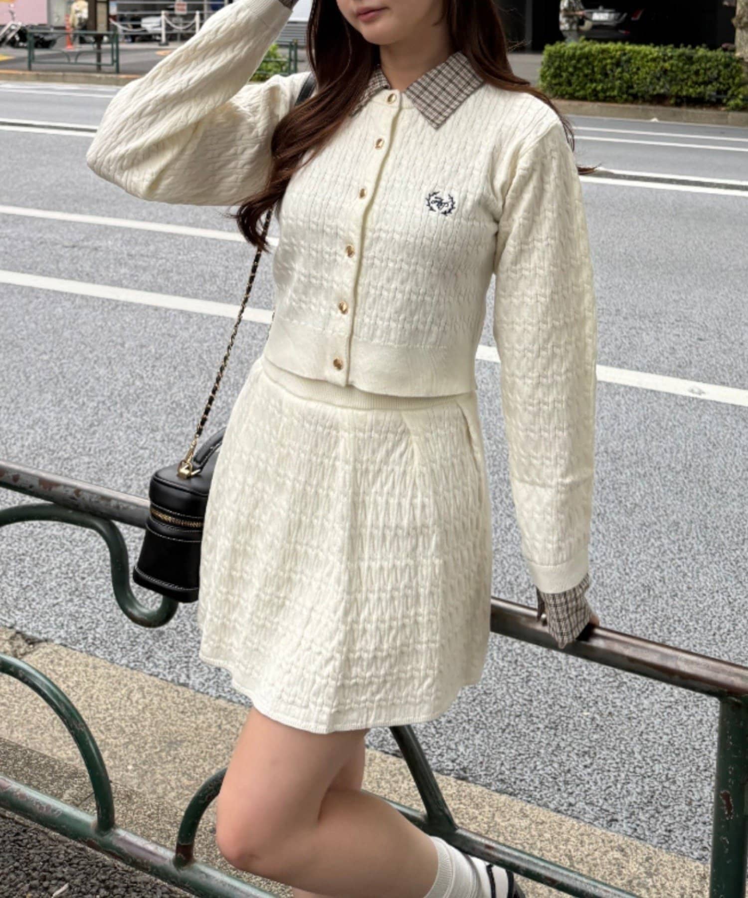 NICE CLAUP / OLIVE des OLIVE OUTLET(ナイスクラップ  / オリーブ デ オリーブ アウトレット) 【RMAF】ケーブルカーディガン&ミニスカートSET