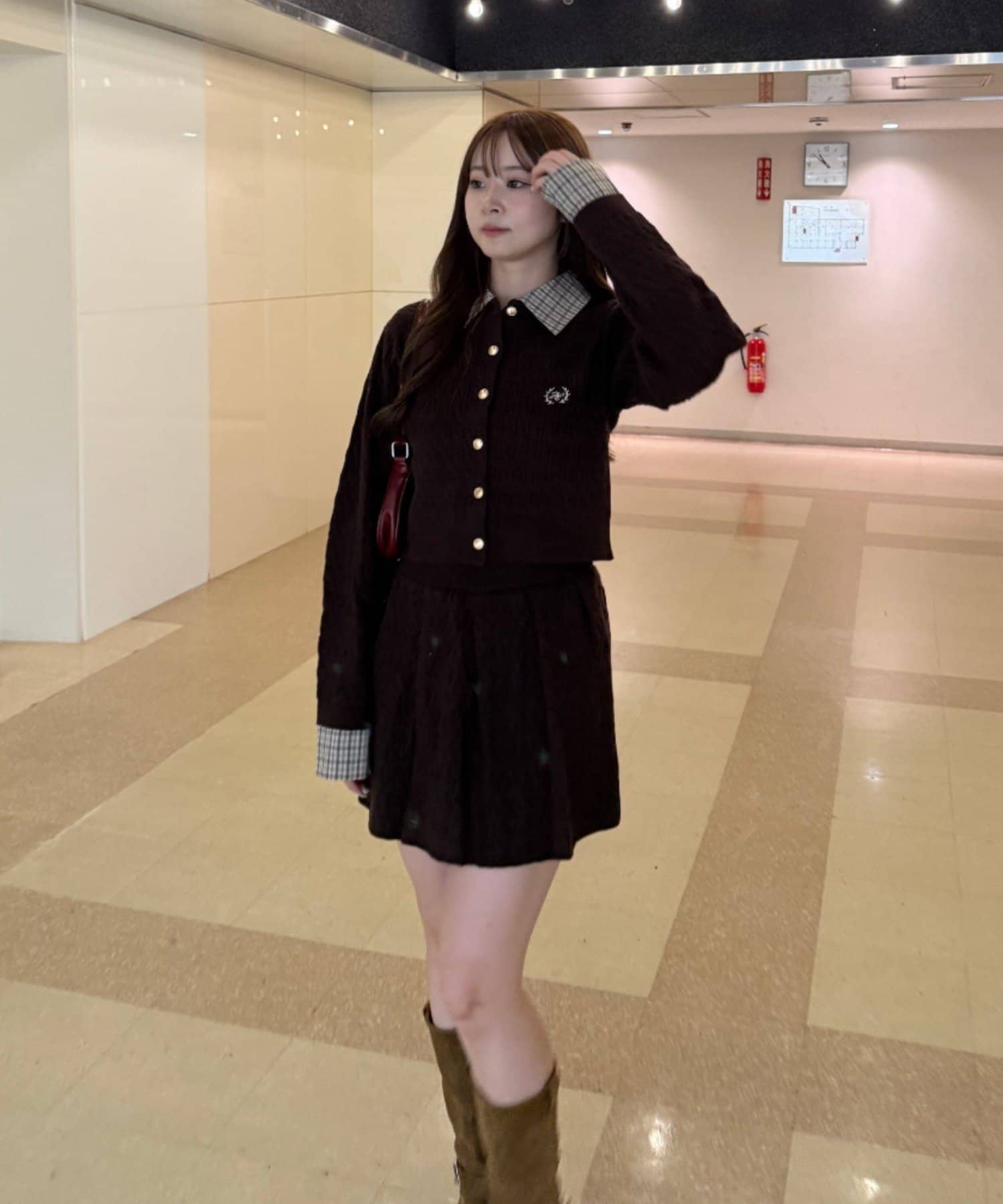 NICE CLAUP / OLIVE des OLIVE OUTLET(ナイスクラップ  / オリーブ デ オリーブ アウトレット) 【RMAF】ケーブルカーディガン&ミニスカートSET