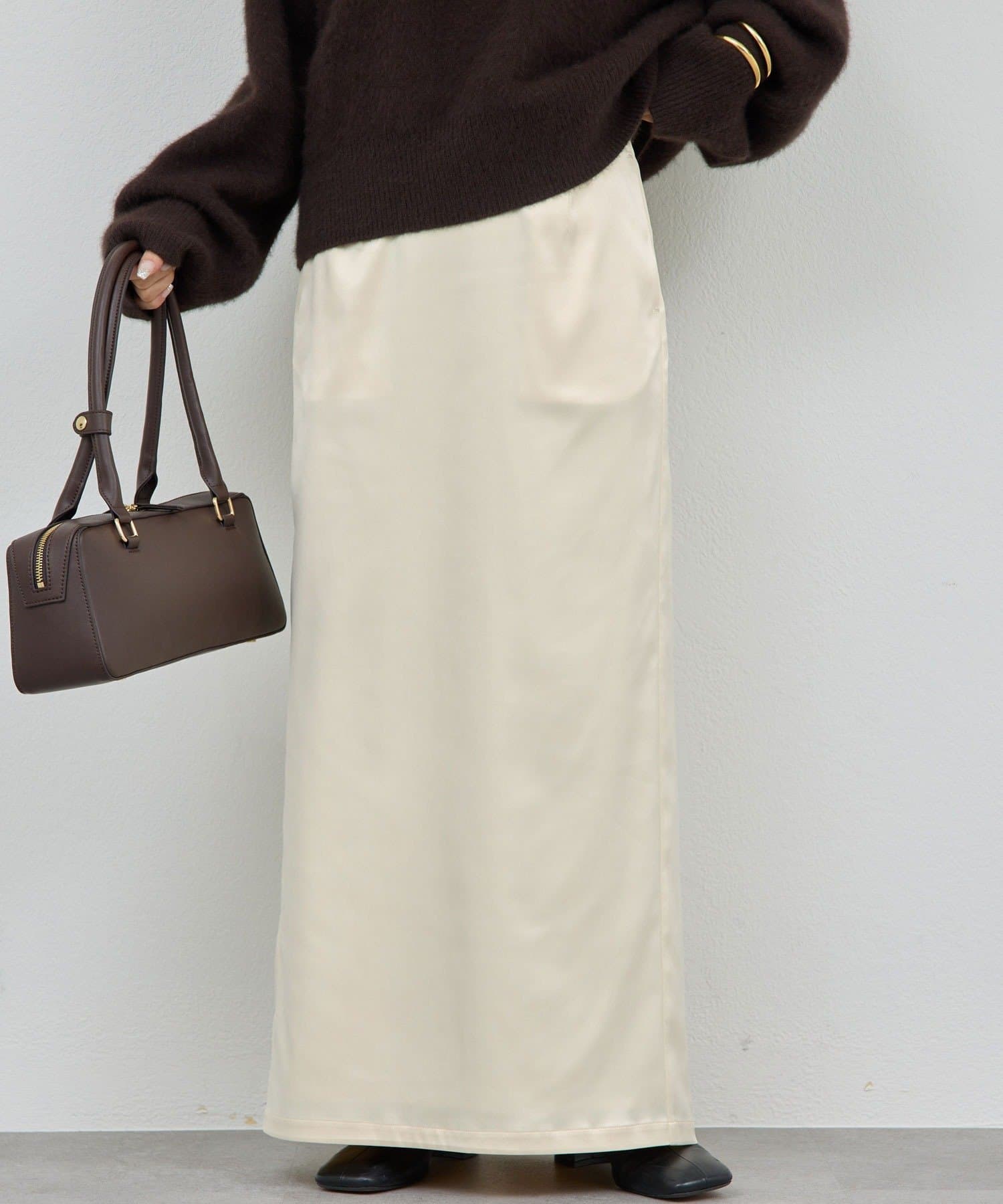 GALLARDAGALANTE(ガリャルダガランテ) 【楽ちん×上品見え】ストレッチサテンタイトスカート