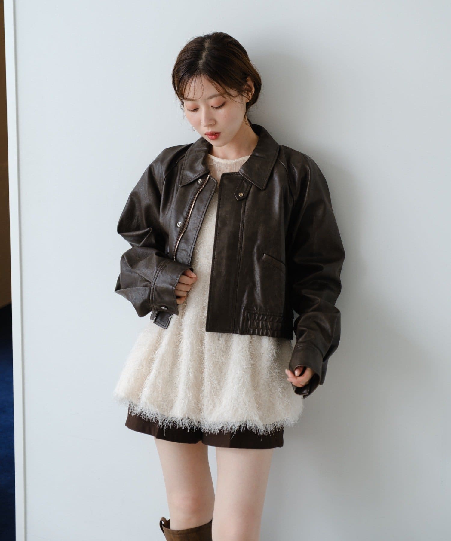 8.23(土)0:00発売/2025AW/2サイズ展開/襟2WAY】フェイクレザー