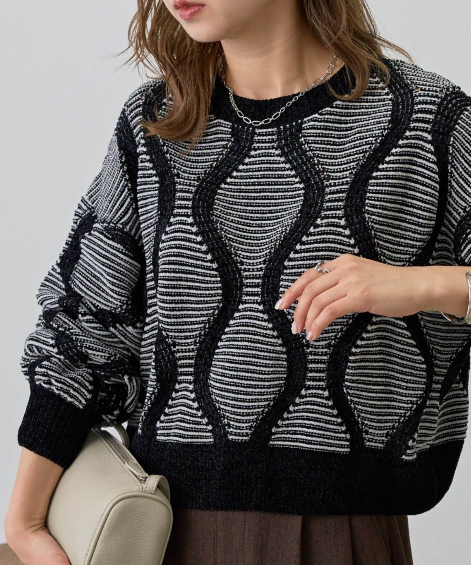 COLONY 2139(コロニー トゥーワンスリーナイン) ゴートジャガードショートプルオーバー