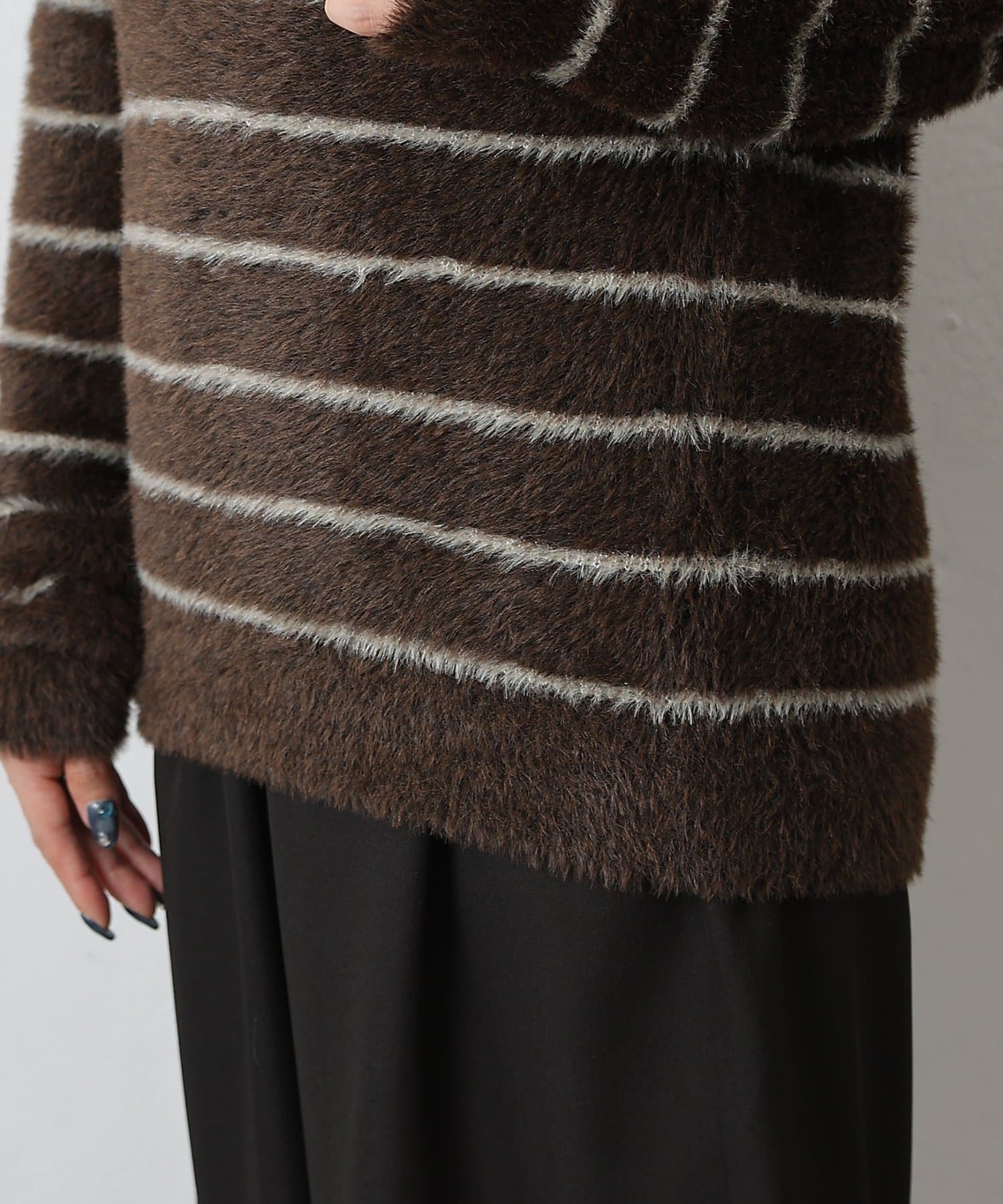 COLONY 2139(コロニー トゥーワンスリーナイン) シャギーボーダーニットプルオーバー