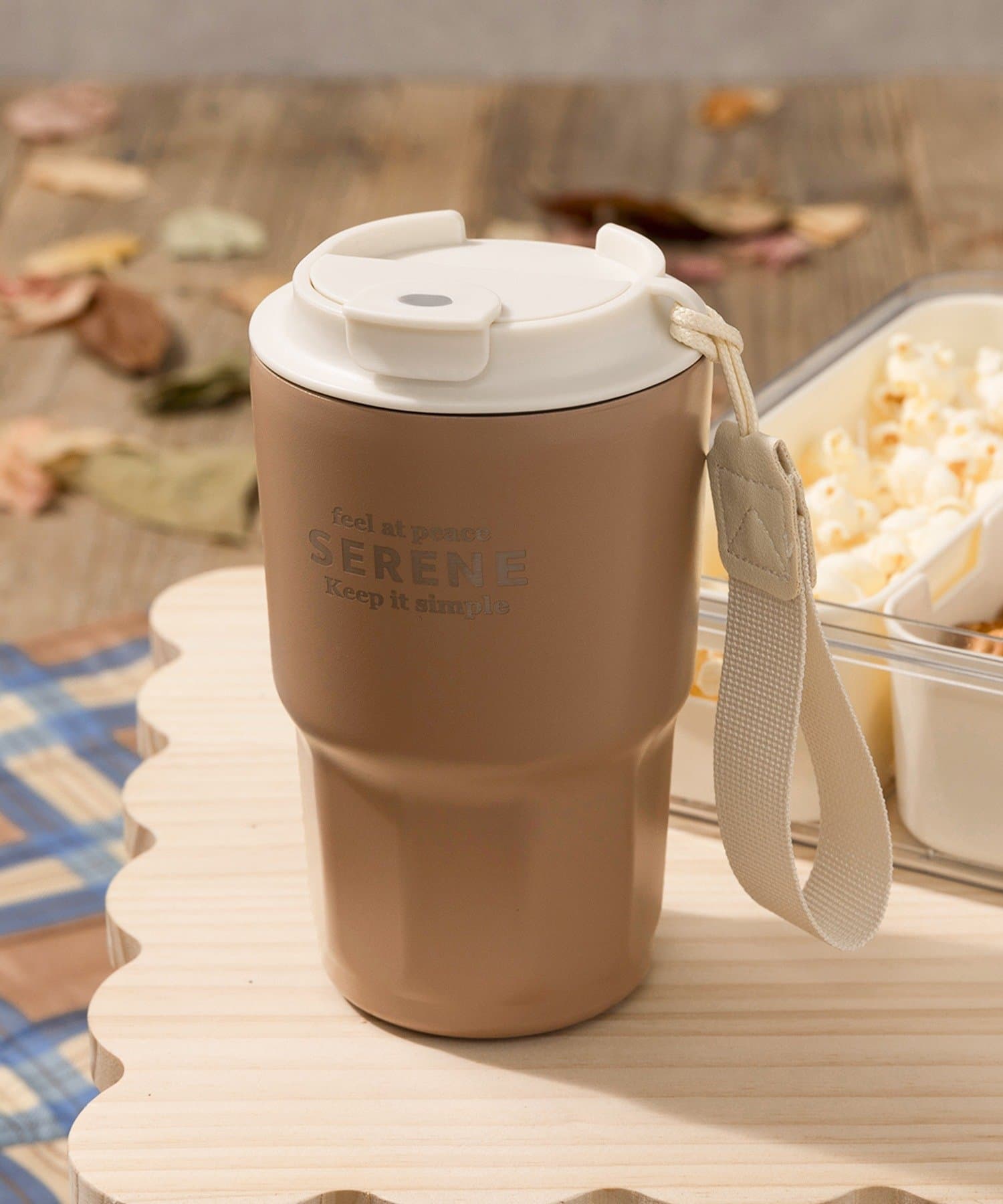 ストラップ付ステンレスタンブラー：420ml／Autumn Picnic