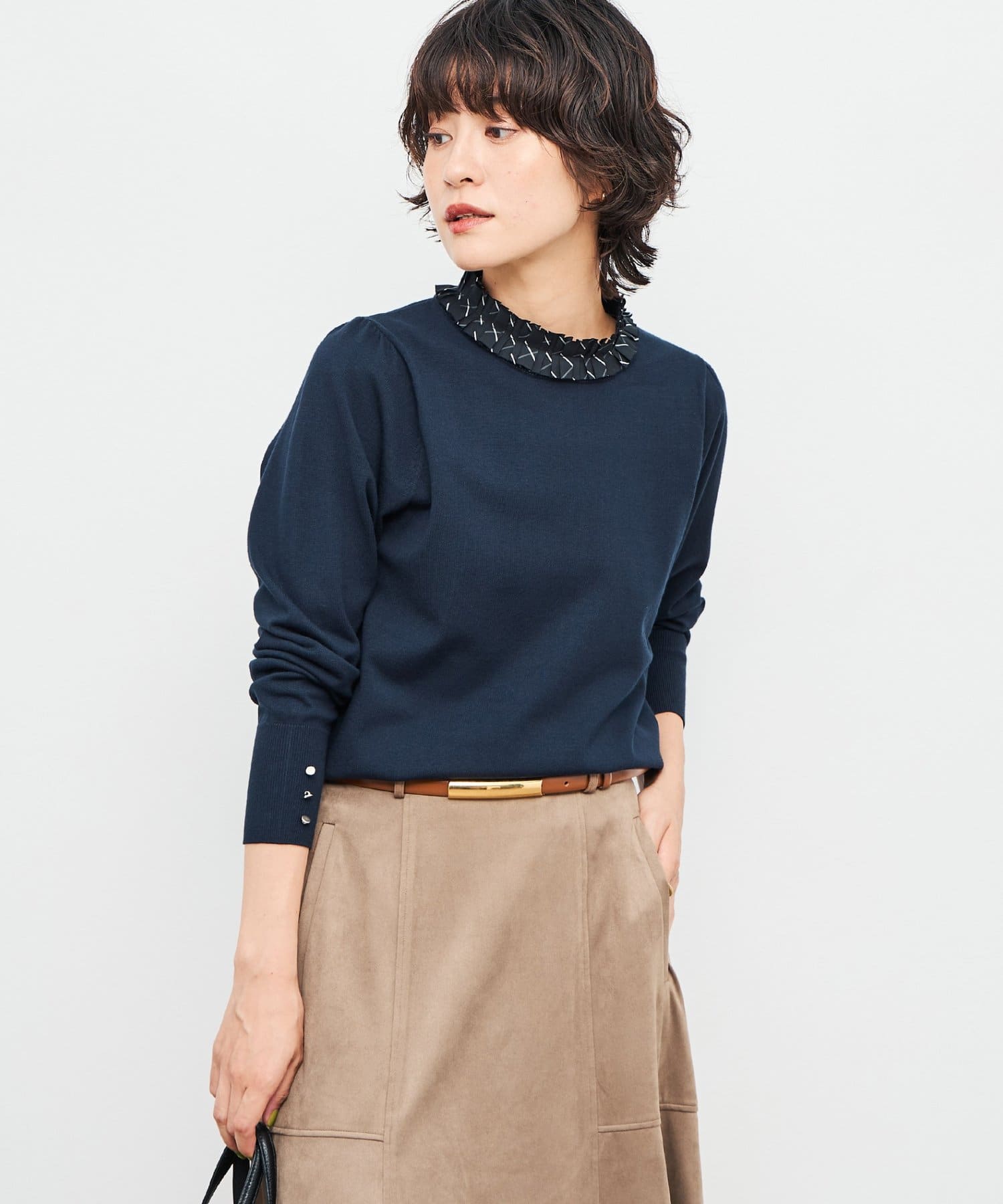 NOLLEY'S(ノーリーズ) プリーツ衿取り外しプルオーバーニット