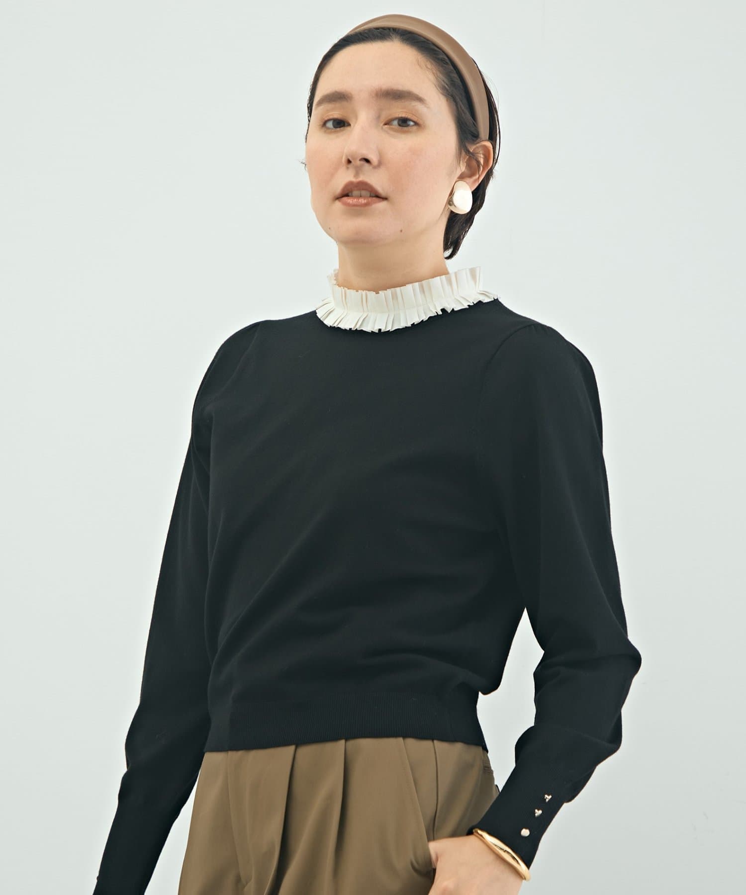 NOLLEY'S(ノーリーズ) プリーツ衿取り外しプルオーバーニット