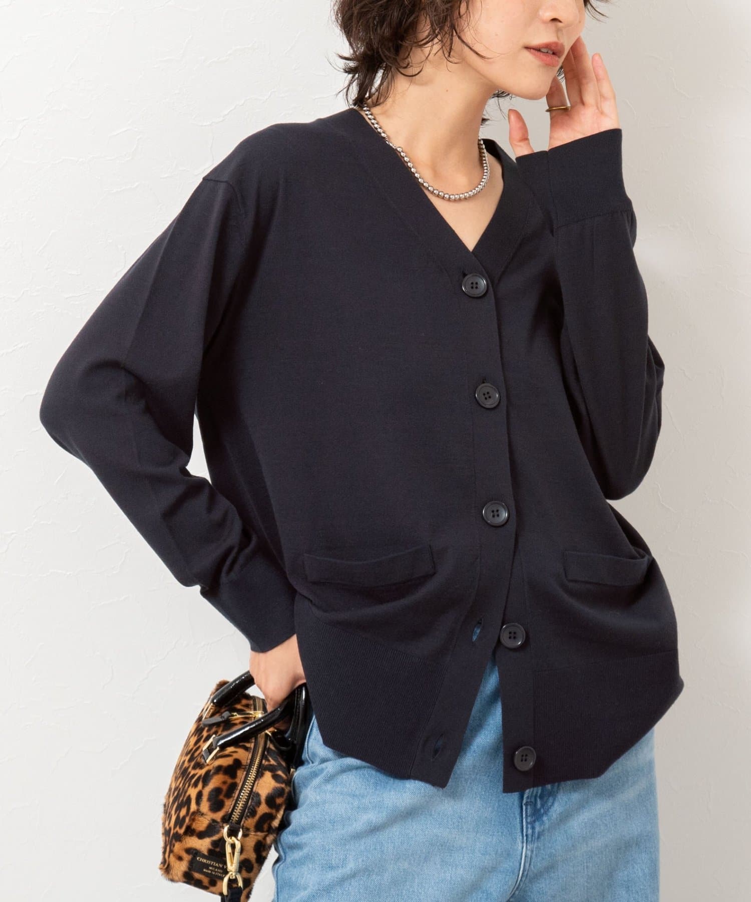 NOLLEY'S(ノーリーズ) 《手洗い可能》《セットアップ対応》BIGシルエットVネックカーディガン