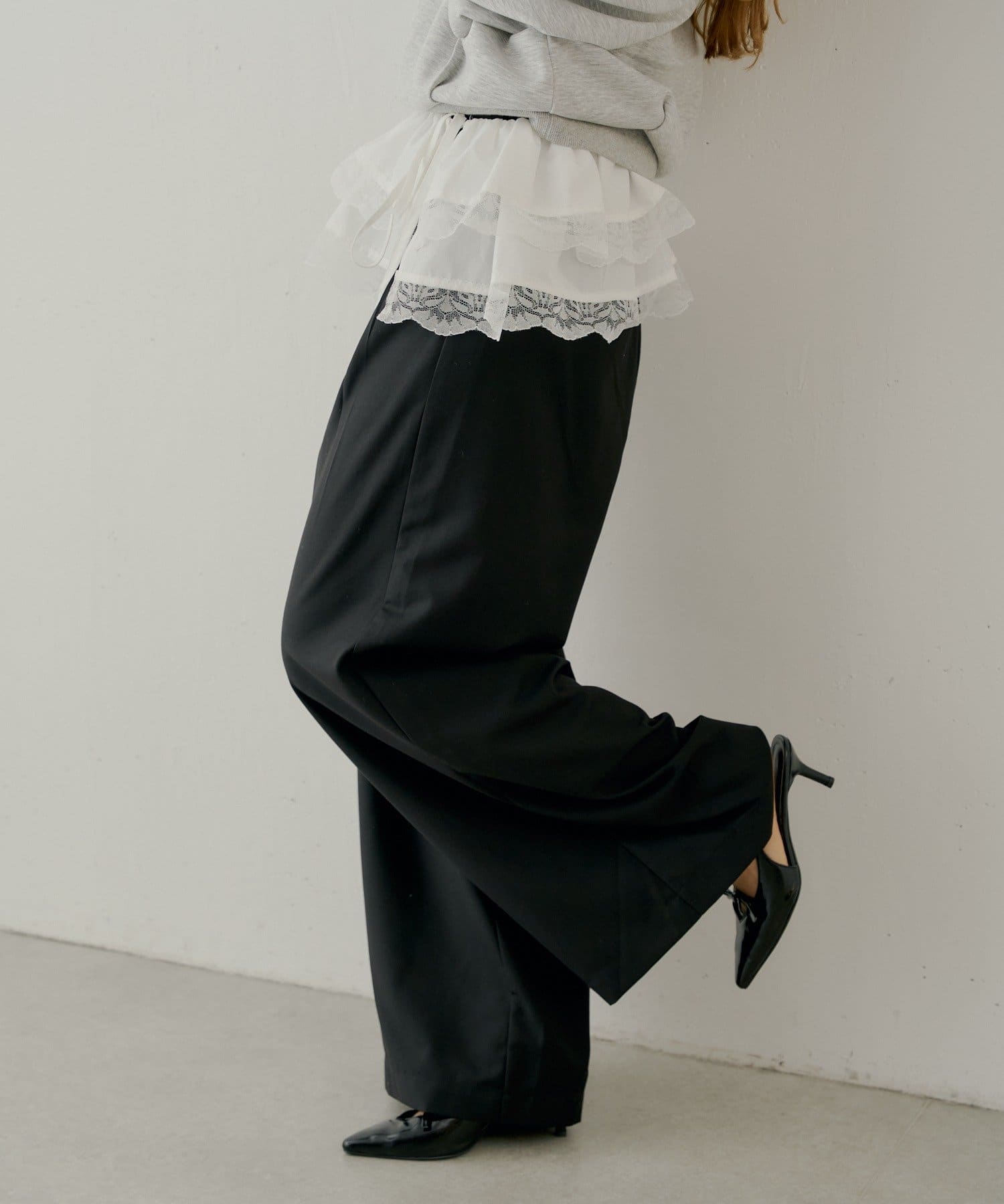 Chico(チコ) 【SNSで話題・高身長/低身長サイズあり】ラインストーン ルーズスラックスパンツ【SALON by Chico】