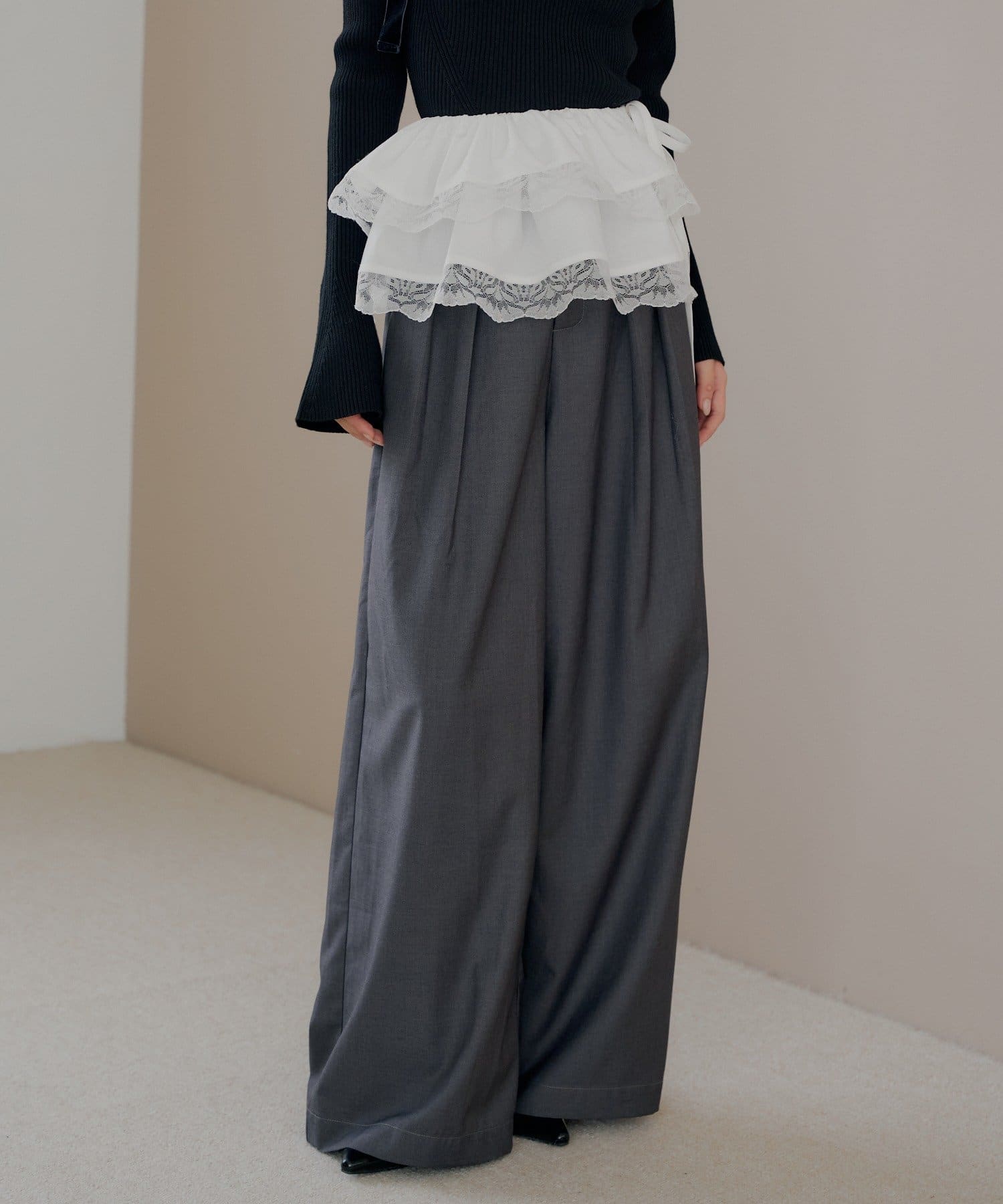 Chico(チコ) 【SNSで話題・高身長/低身長サイズあり】ラインストーン ルーズスラックスパンツ【SALON by Chico】