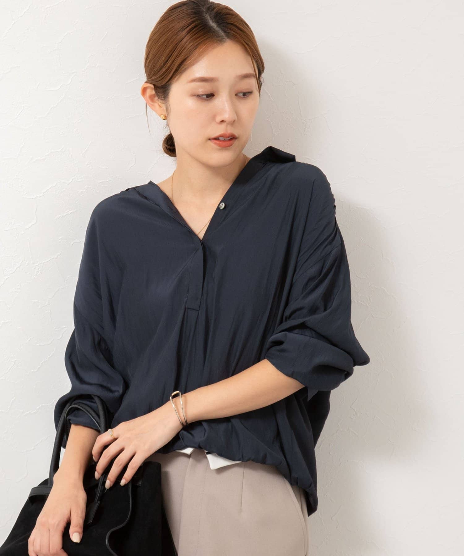 NOLLEY'S(ノーリーズ) ウォッシャブル割繊プルオーバーシャツ