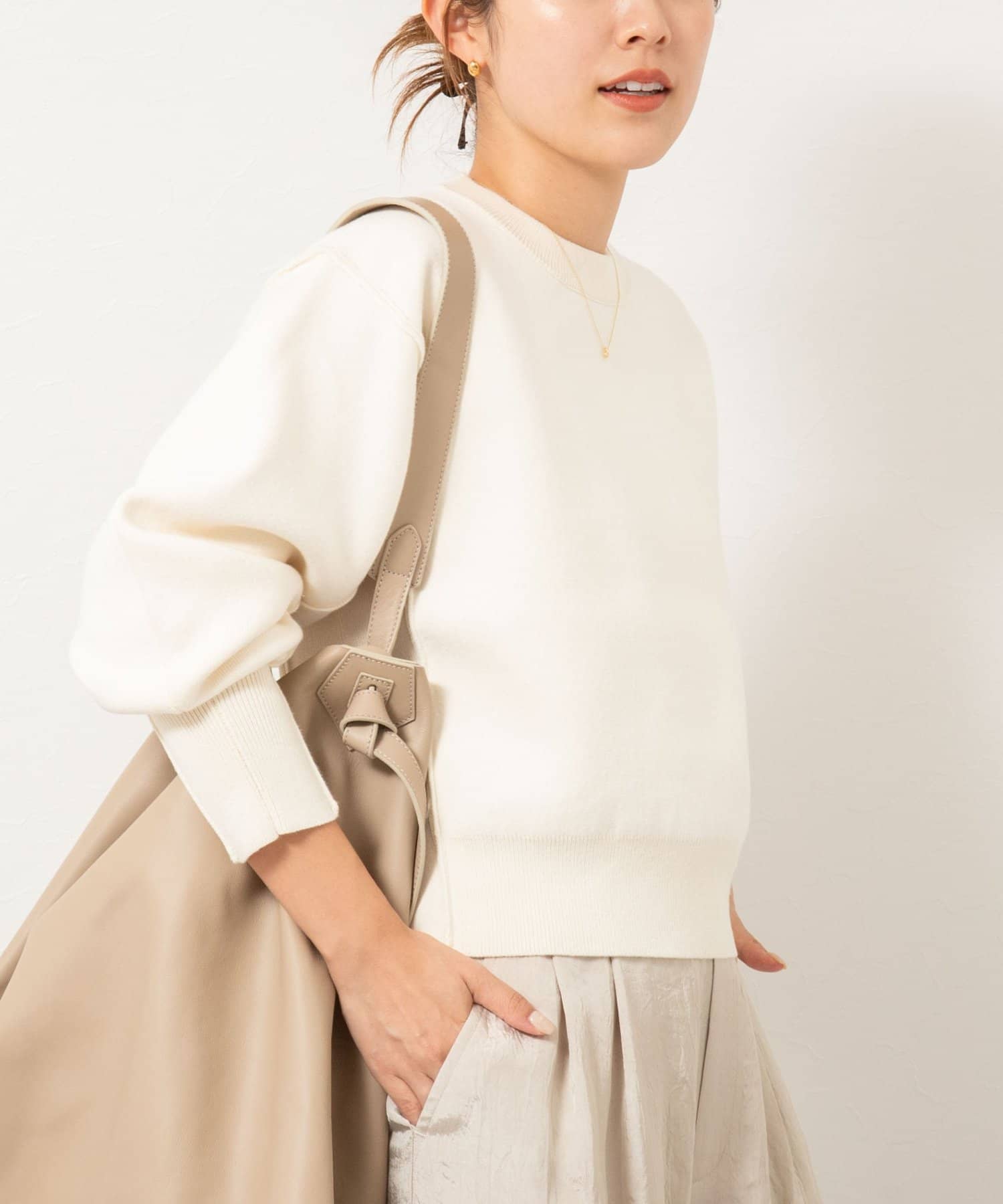 NOLLEY'S(ノーリーズ) 【WEB＆一部店舗限定色アイテム】《手洗い可能》スウェット風ニットプルオーバー