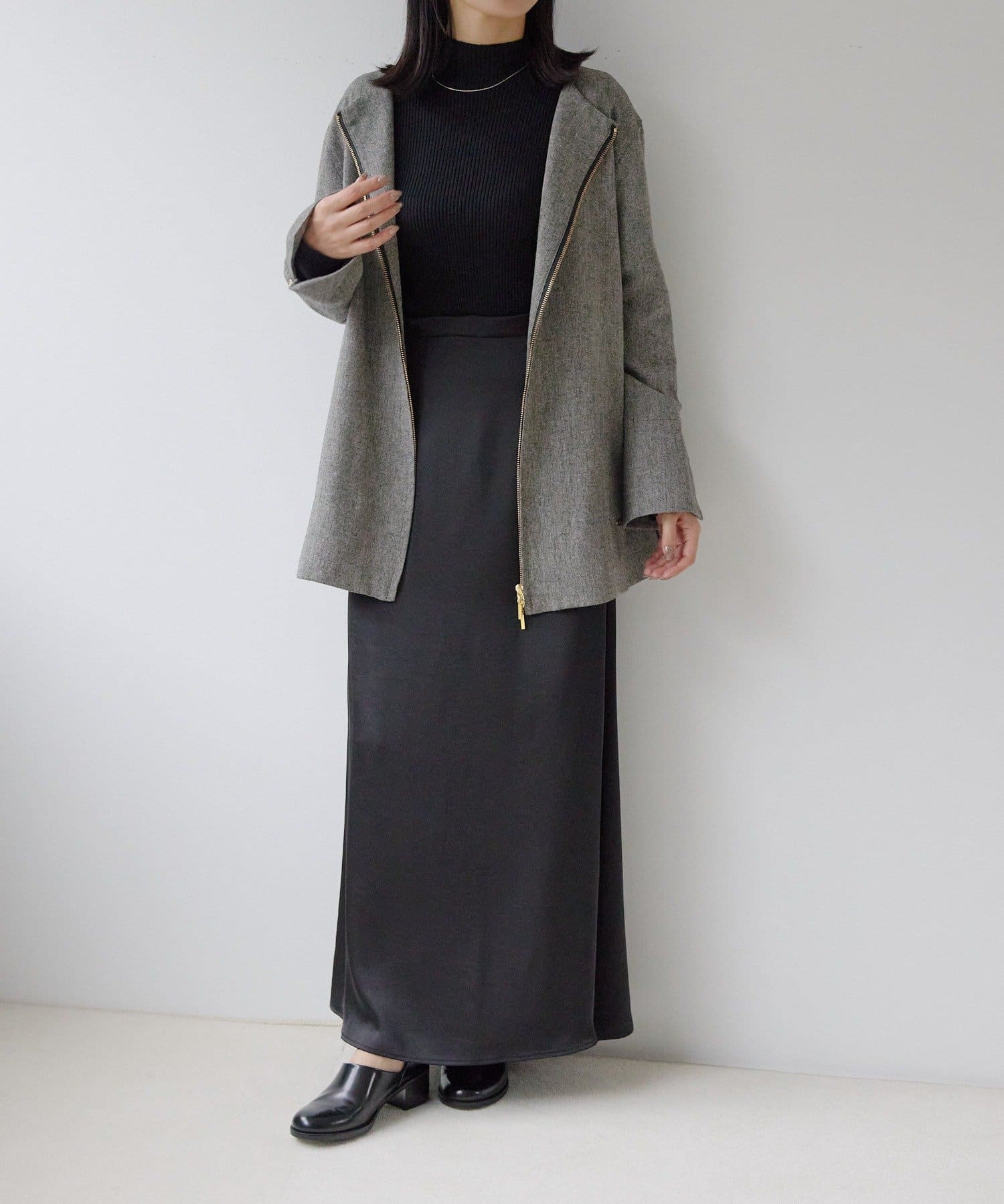 gemeil(ジェムイル) 【COLLAGE×gemeil　コラボアイテム】レイヤードサテンスカート