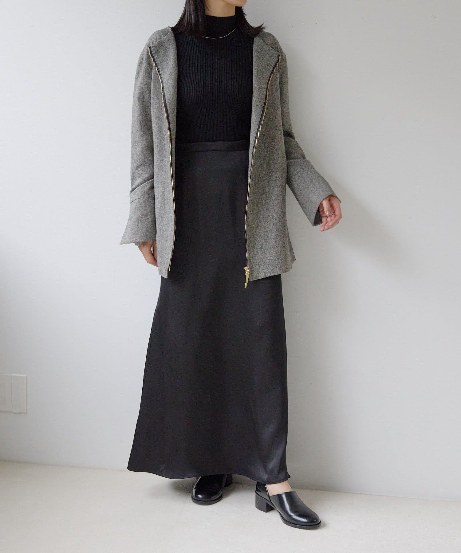 gemeil(ジェムイル) 【COLLAGE×gemeil　コラボアイテム】レイヤードサテンスカート