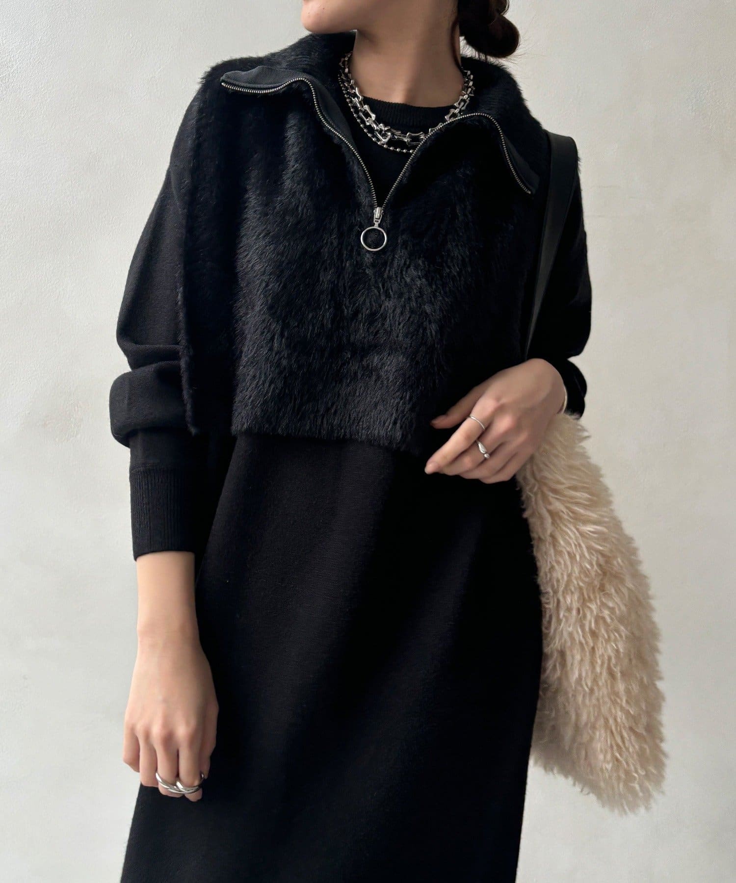 DOUDOU(ドゥドゥ) 【WEB限定】ニットアンサンブルワンピース