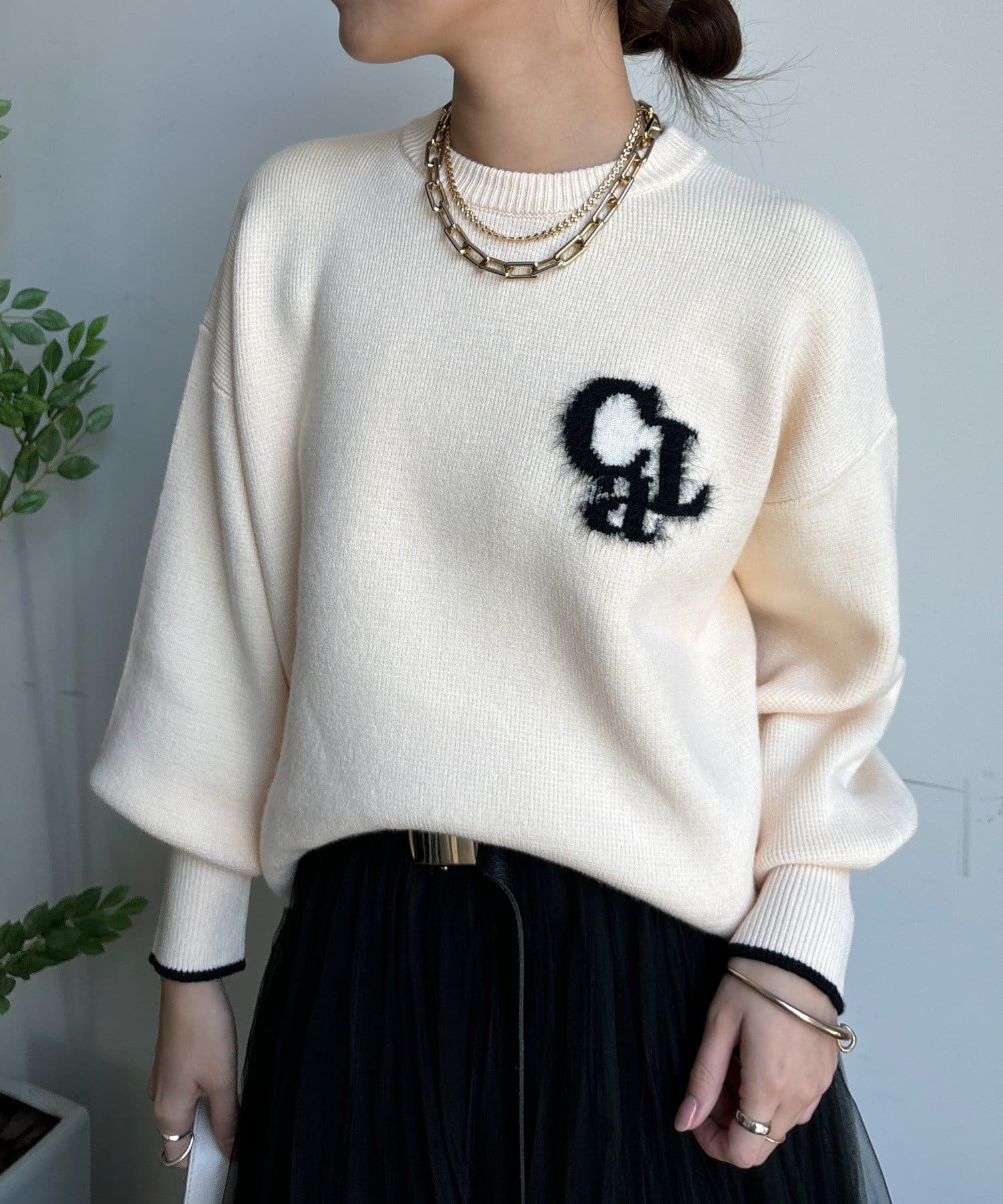 DOUDOU(ドゥドゥ) 【WEB限定】フェザーロゴニット