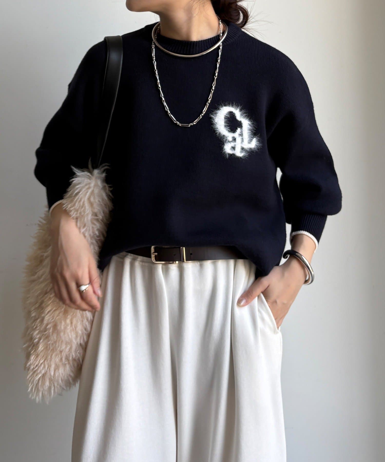 DOUDOU(ドゥドゥ) 【WEB限定】フェザーロゴニット