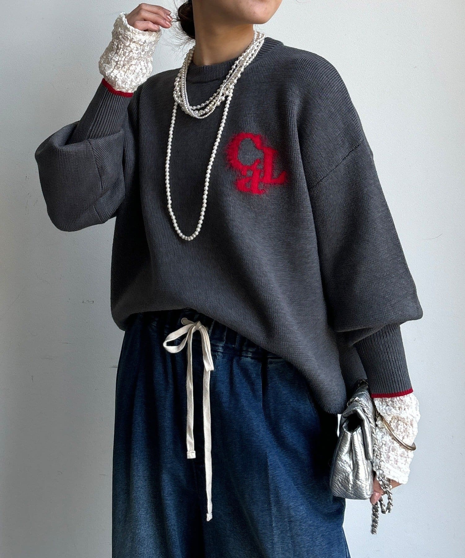 DOUDOU(ドゥドゥ) 【WEB限定】フェザーロゴニット