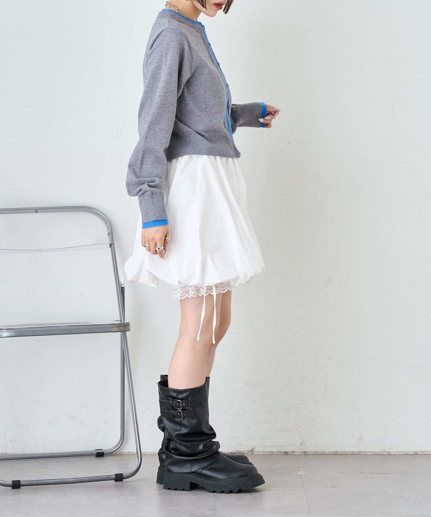 w closet(ダブルクローゼット) レイヤード刺繍カーディガン