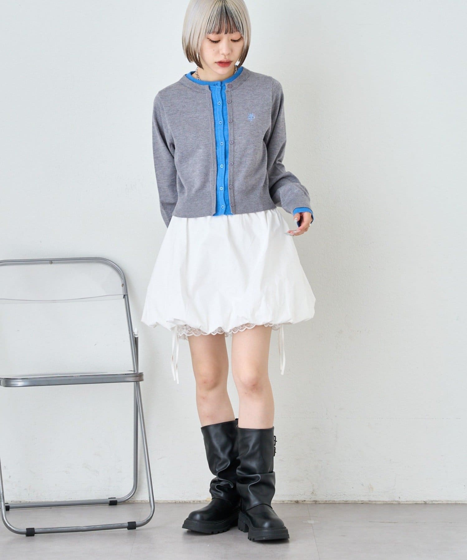 w closet(ダブルクローゼット) レイヤード刺繍カーディガン