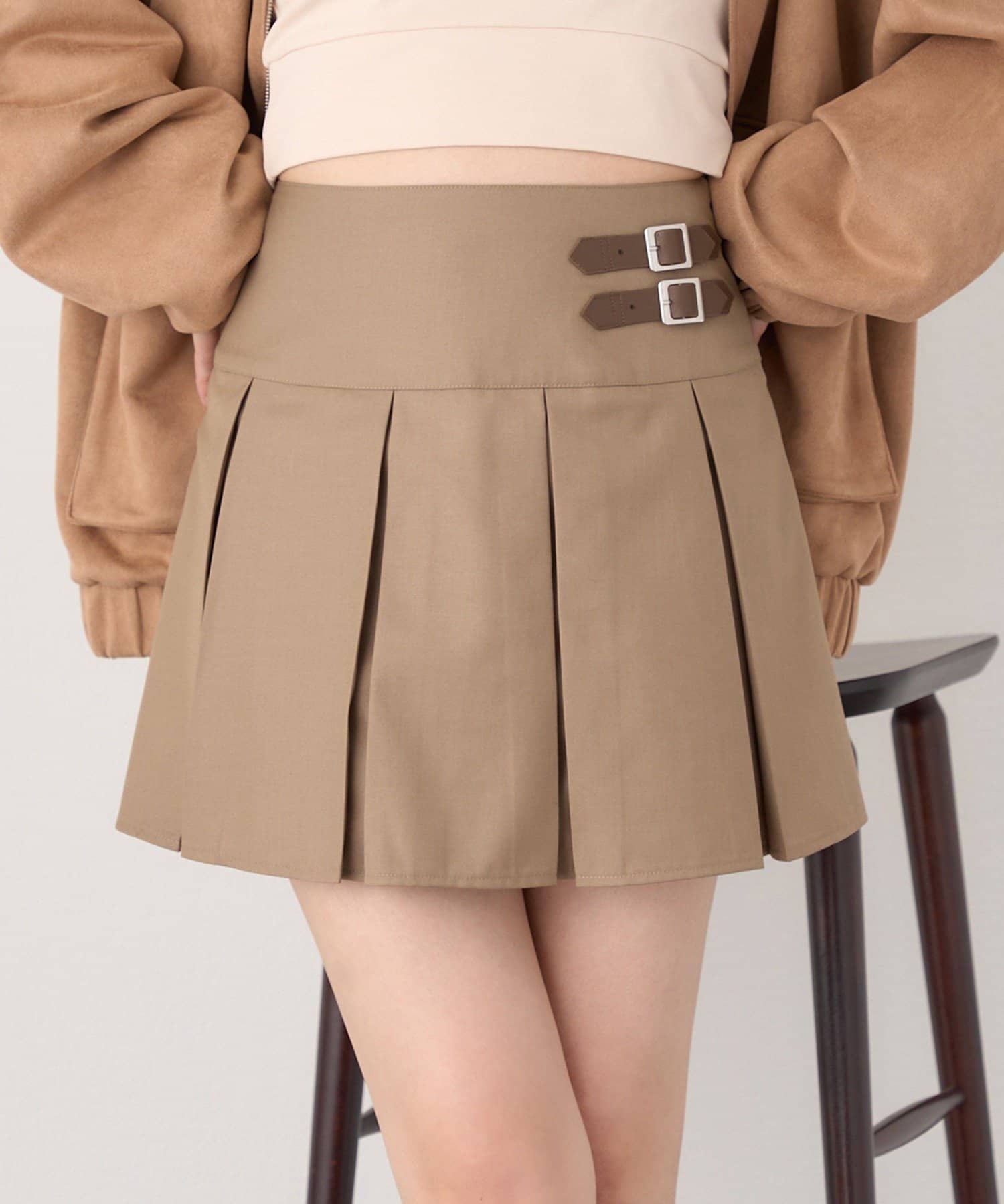 one after another NICE CLAUP(ワンアフターアナザー ナイスクラップ) サイドベルトプリーツスカート