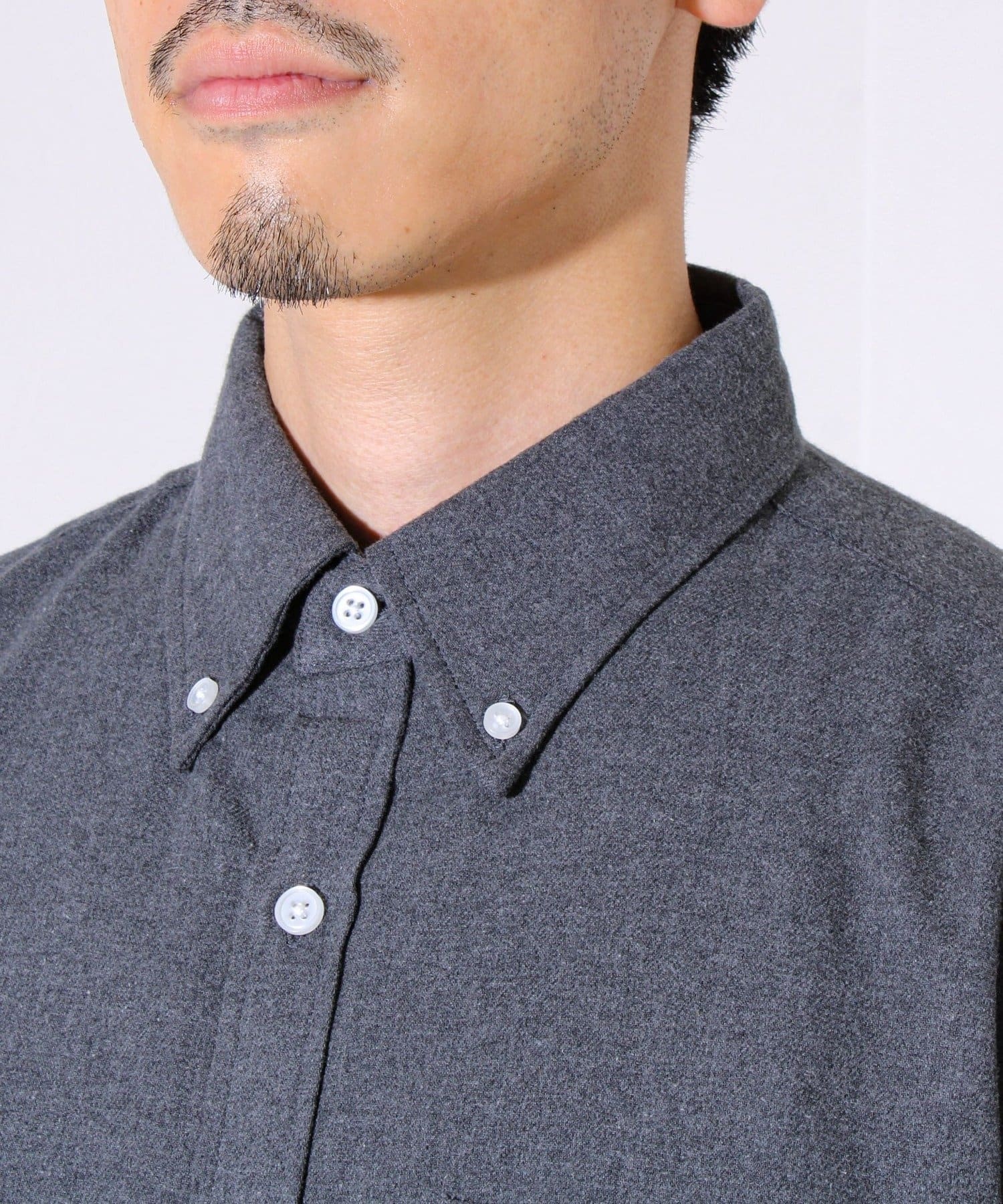 FREDY & GLOSTER(フレディ アンド グロスター) ＜つぶし衿＞U.S.COTTON混 ボタンダウンネルシャツ