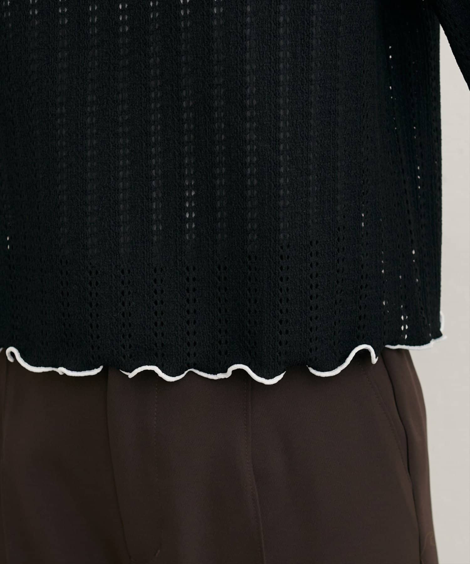 natural couture(ナチュラルクチュール) 【WEB限定】透かしカットソー配色TOPS