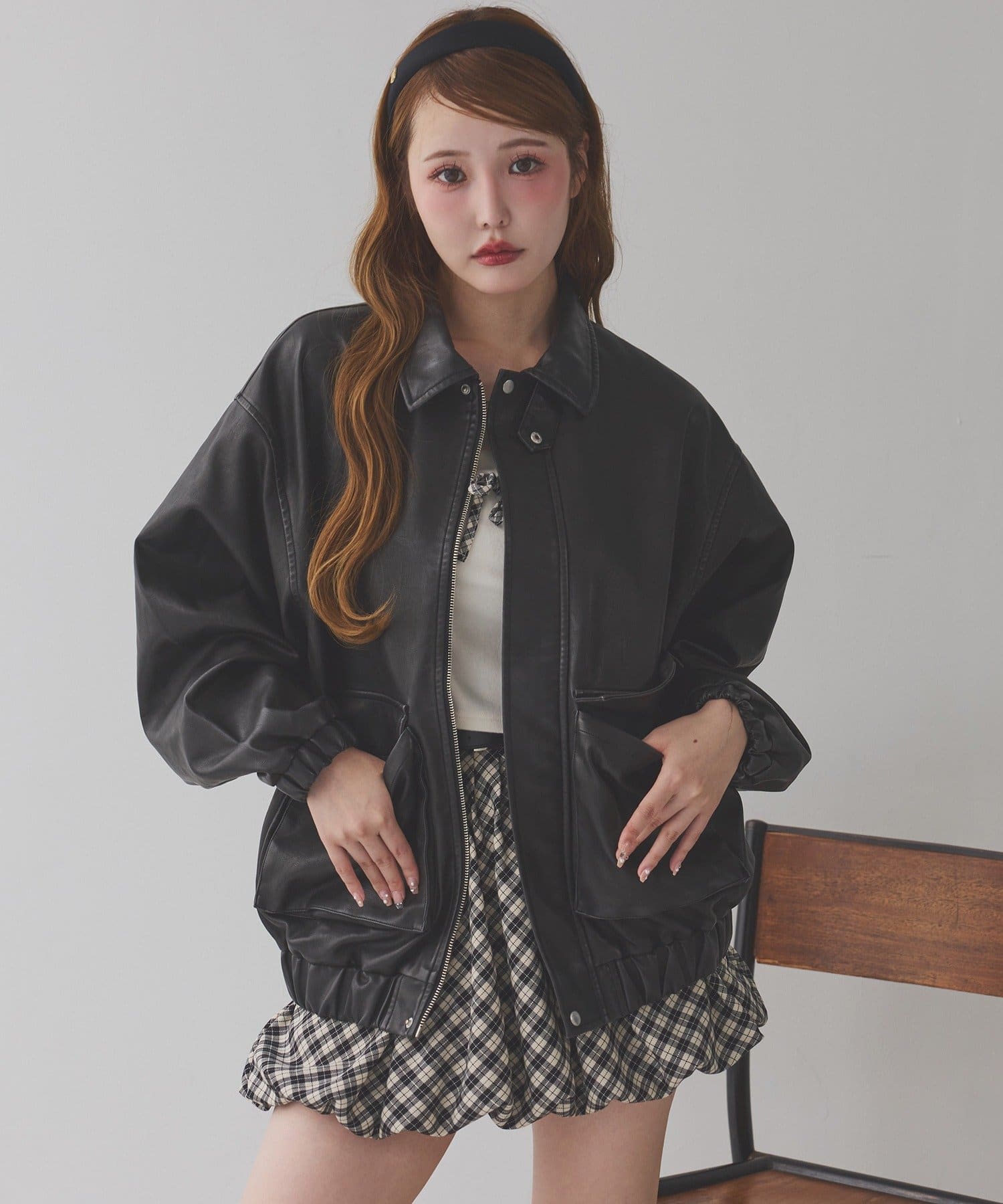 one after another NICE CLAUP(ワンアフターアナザー ナイスクラップ) WEB限定【ロングシーズン活躍！】オーバーサイズ合皮ブルゾン