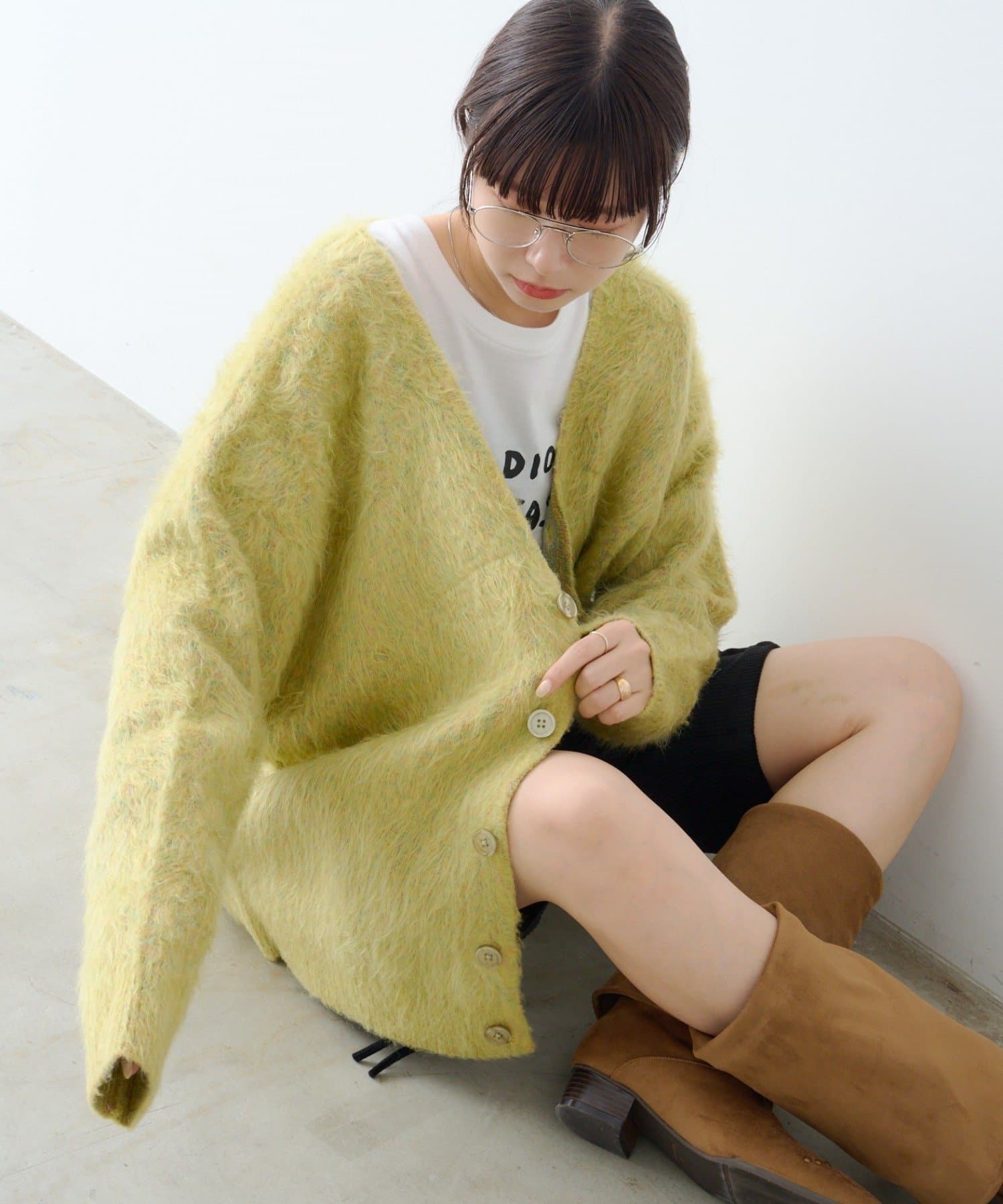 Kastane(カスタネ) 【WHIMSIC/2サイズ展開】シャギーニットカーディガン