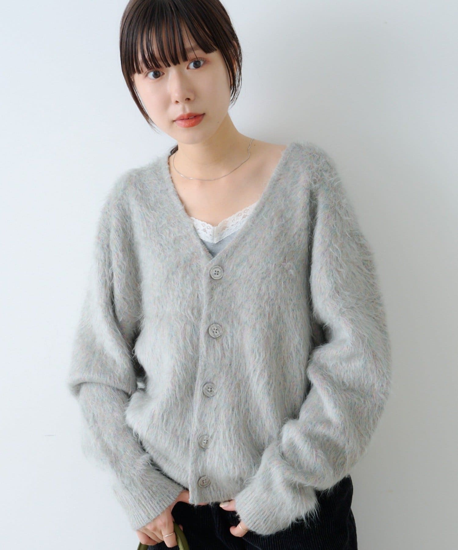 Kastane(カスタネ) 【WHIMSIC/2サイズ展開】シャギーニットカーディガン