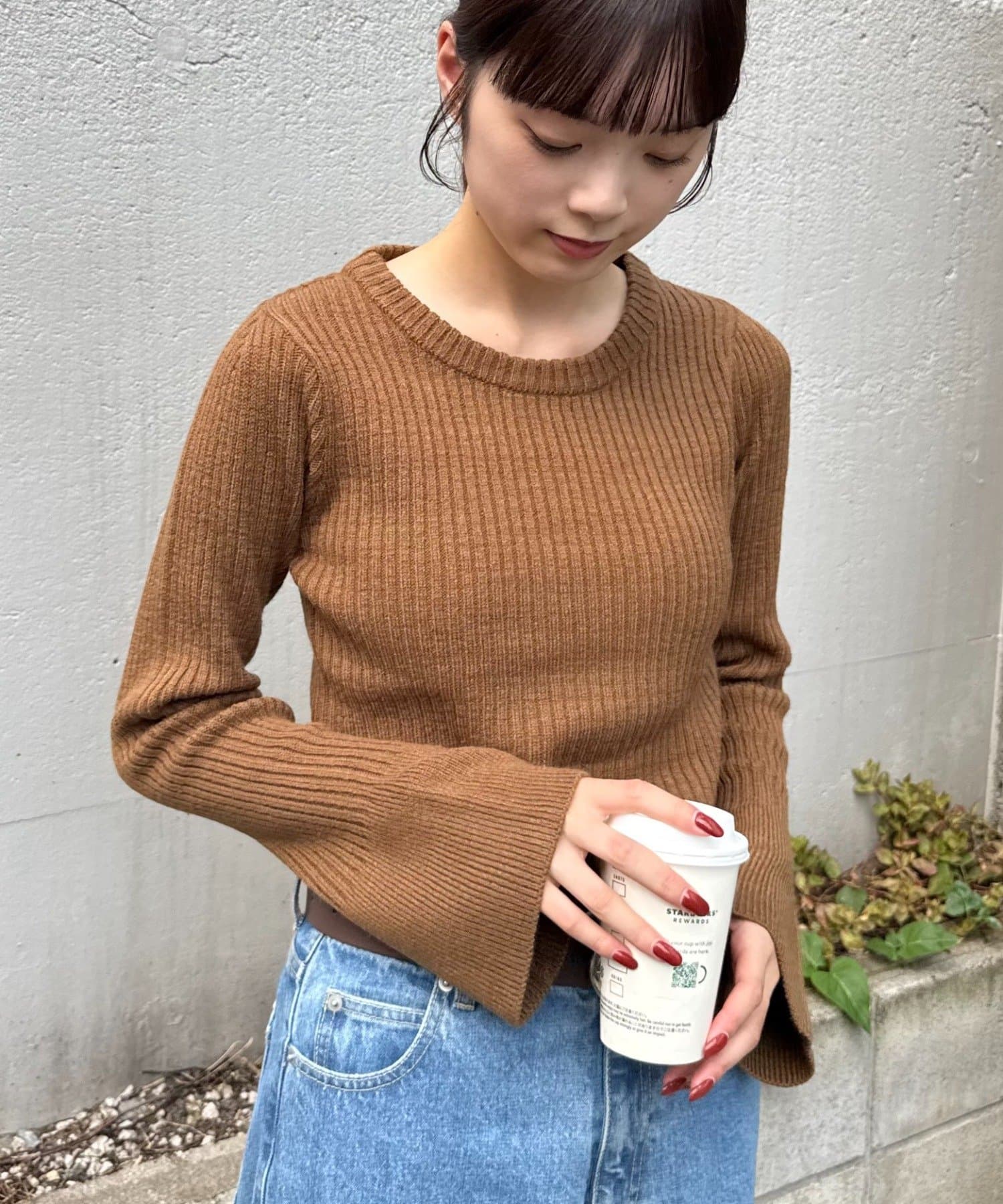 CIAOPANIC TYPY(チャオパニックティピー) W【WEB限定】袖フレアリブニット