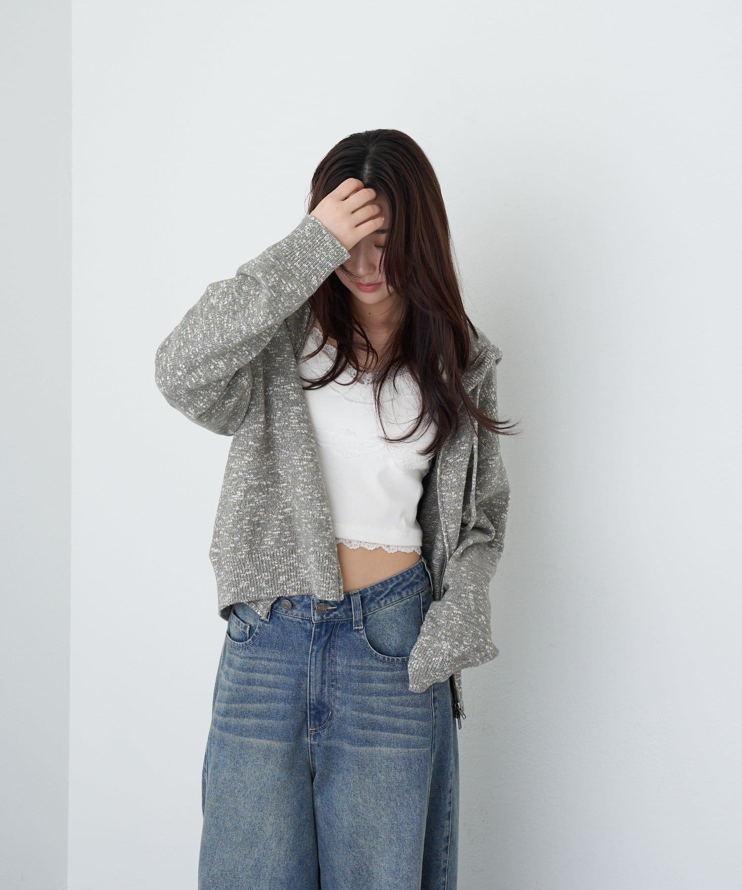 RAY CASSIN(レイカズン) ルーズニットフードZIPブルゾン