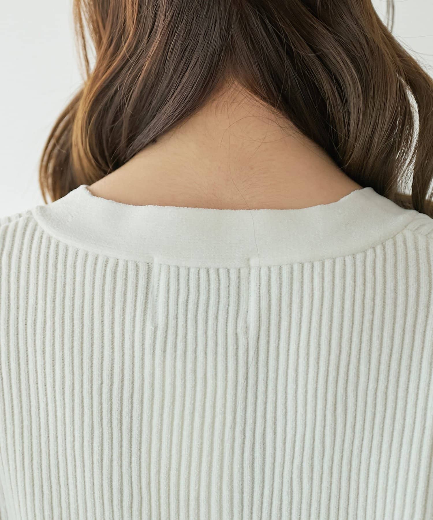 DISCOAT(ディスコート) ベロアモールVネックカーディガン