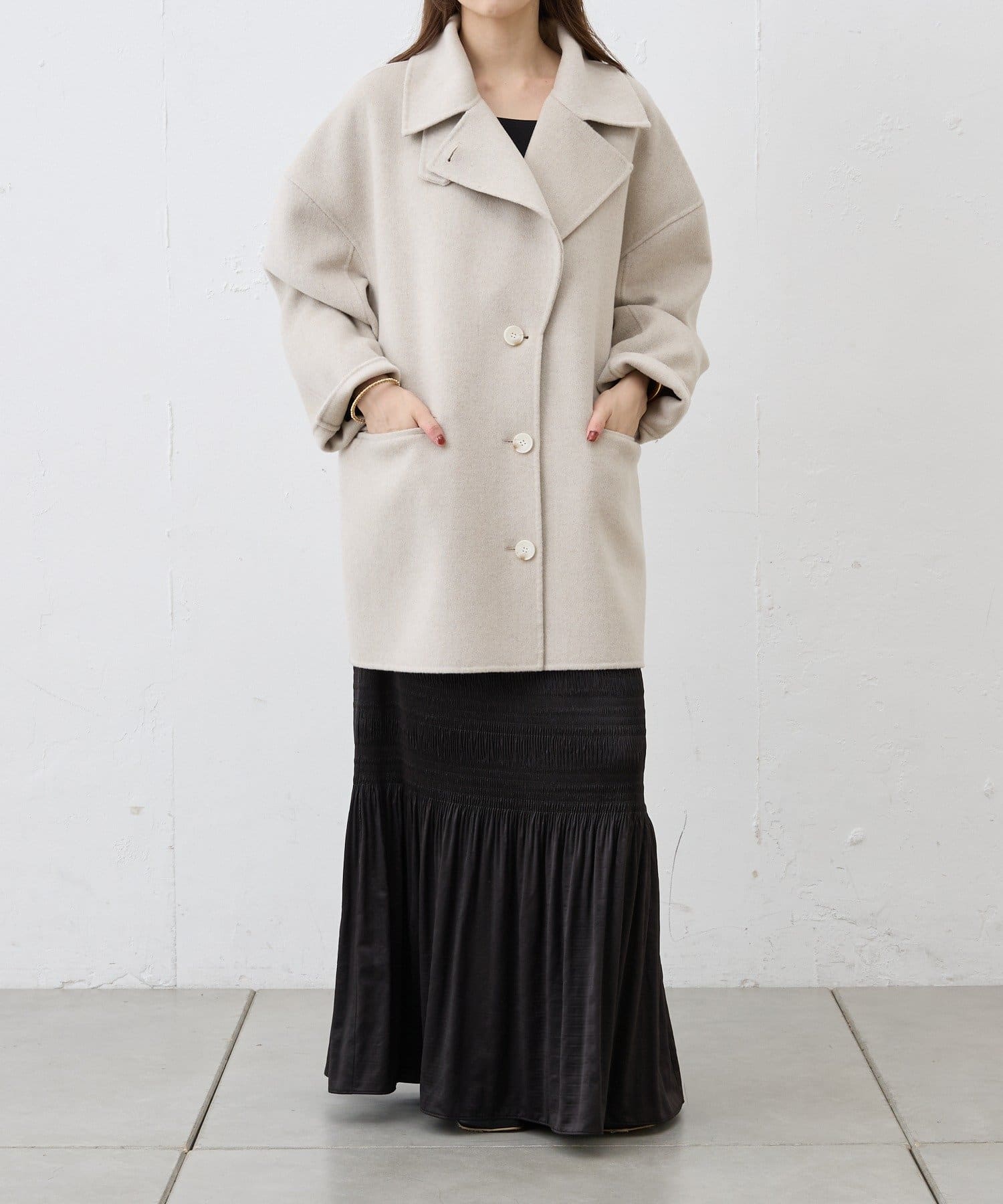 ビッグシルエットミドルコート DETAILS チェスターコート コート DETAILS/ビッグシルエット