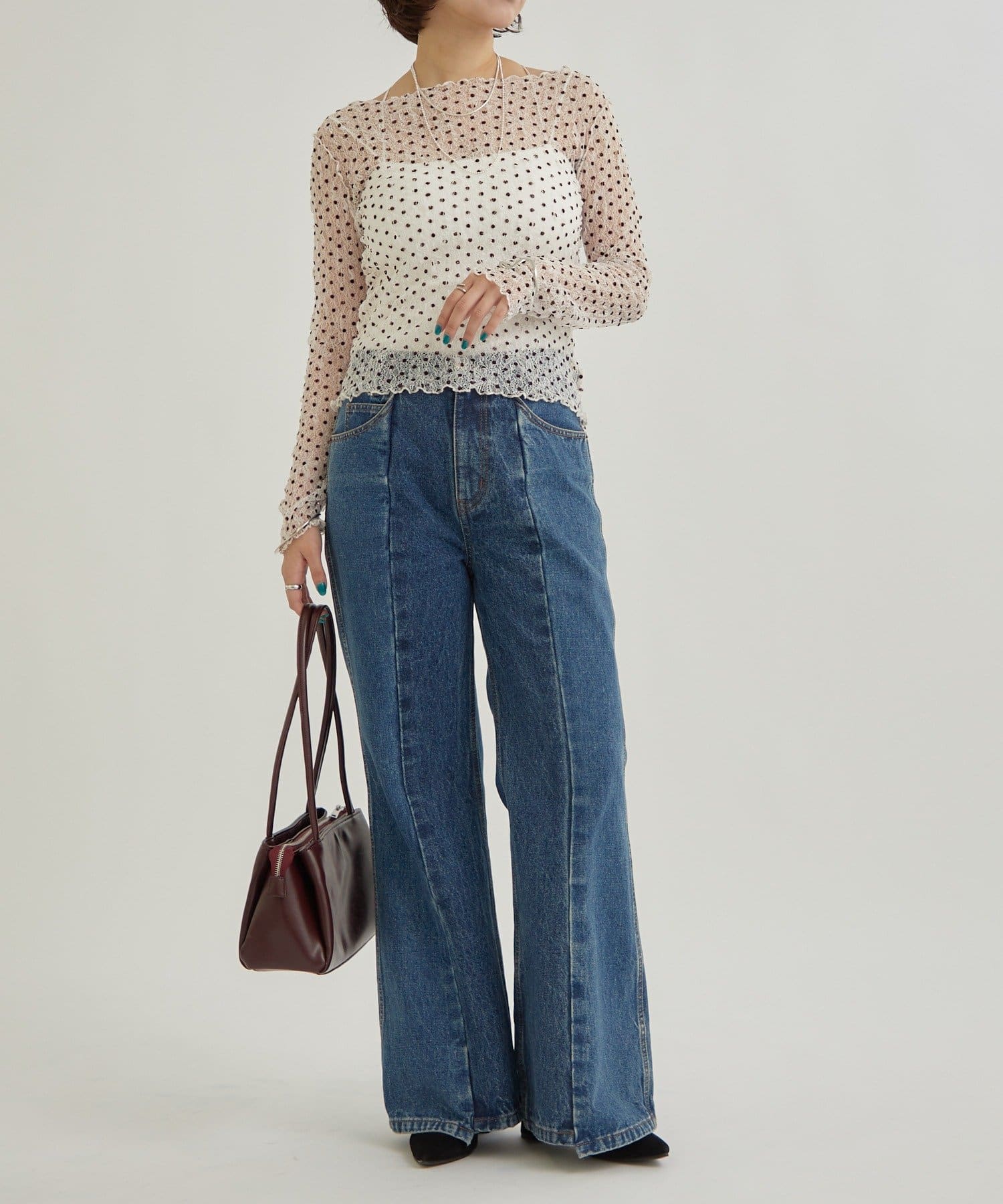 mystic(ミスティック) 【店舗人気アイテム / レイヤードにおすすめ】ドットレースプルオーバー