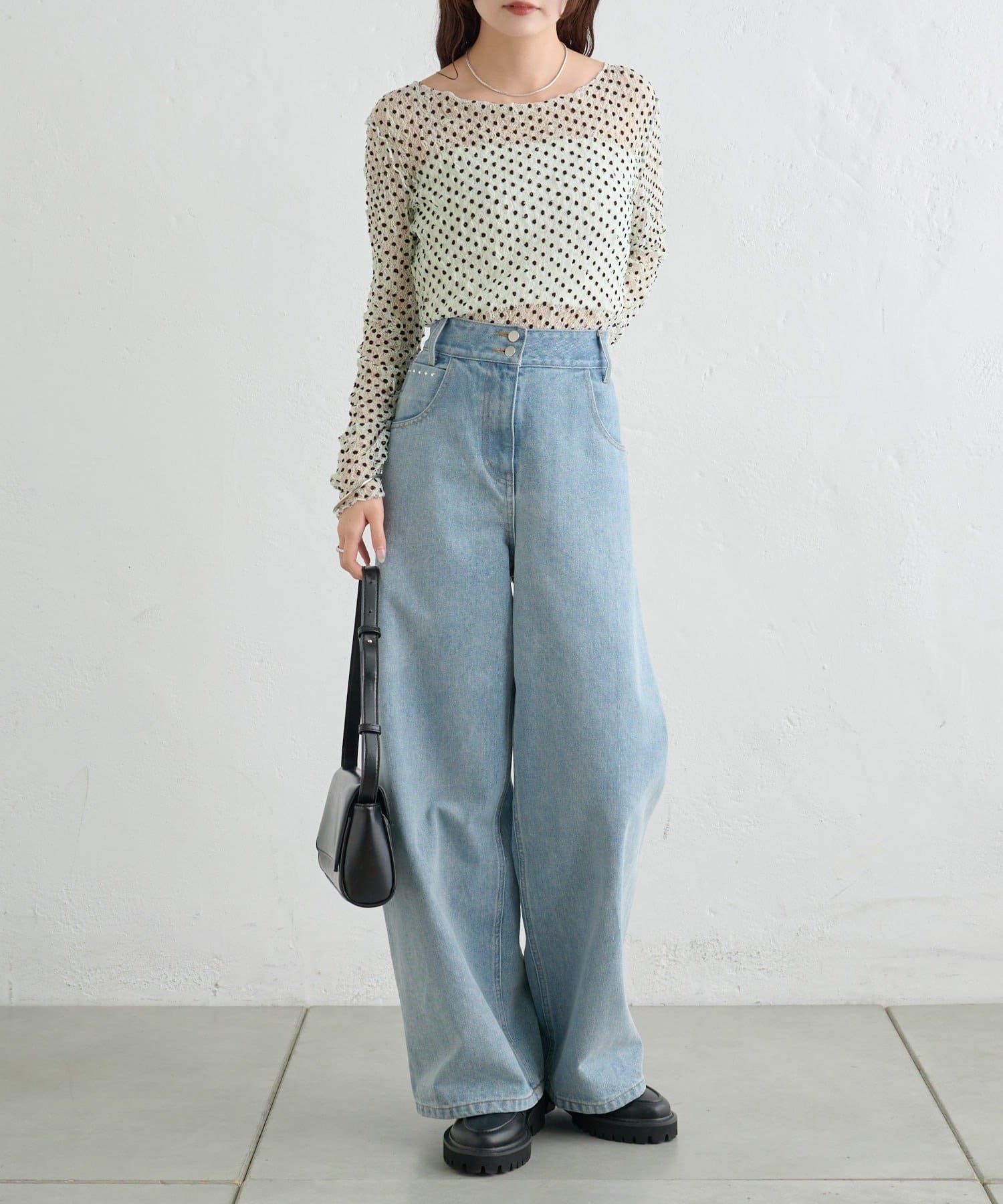 mystic(ミスティック) 【店舗人気アイテム / レイヤードにおすすめ】ドットレースプルオーバー