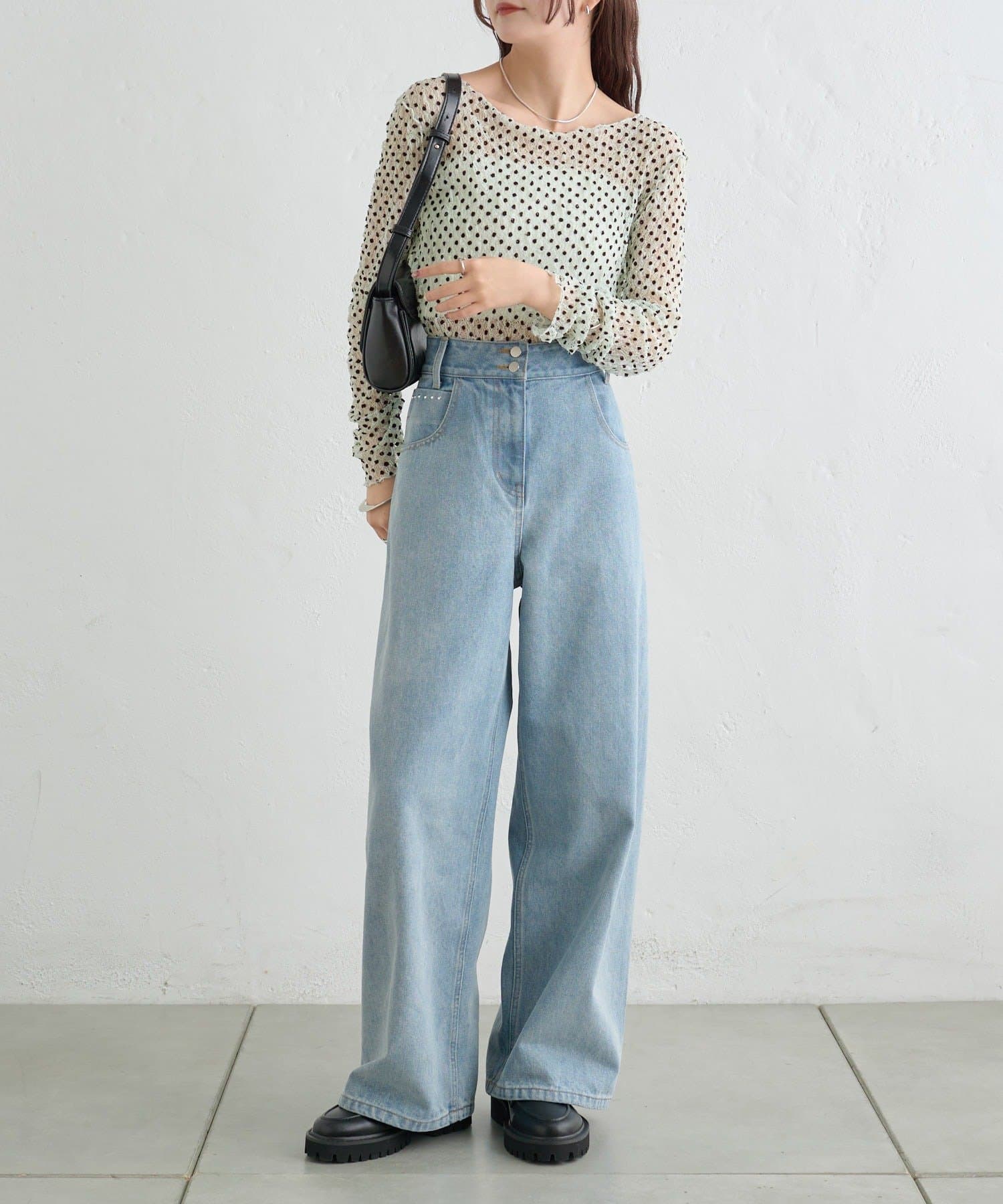 mystic(ミスティック) 【店舗人気アイテム / レイヤードにおすすめ】ドットレースプルオーバー