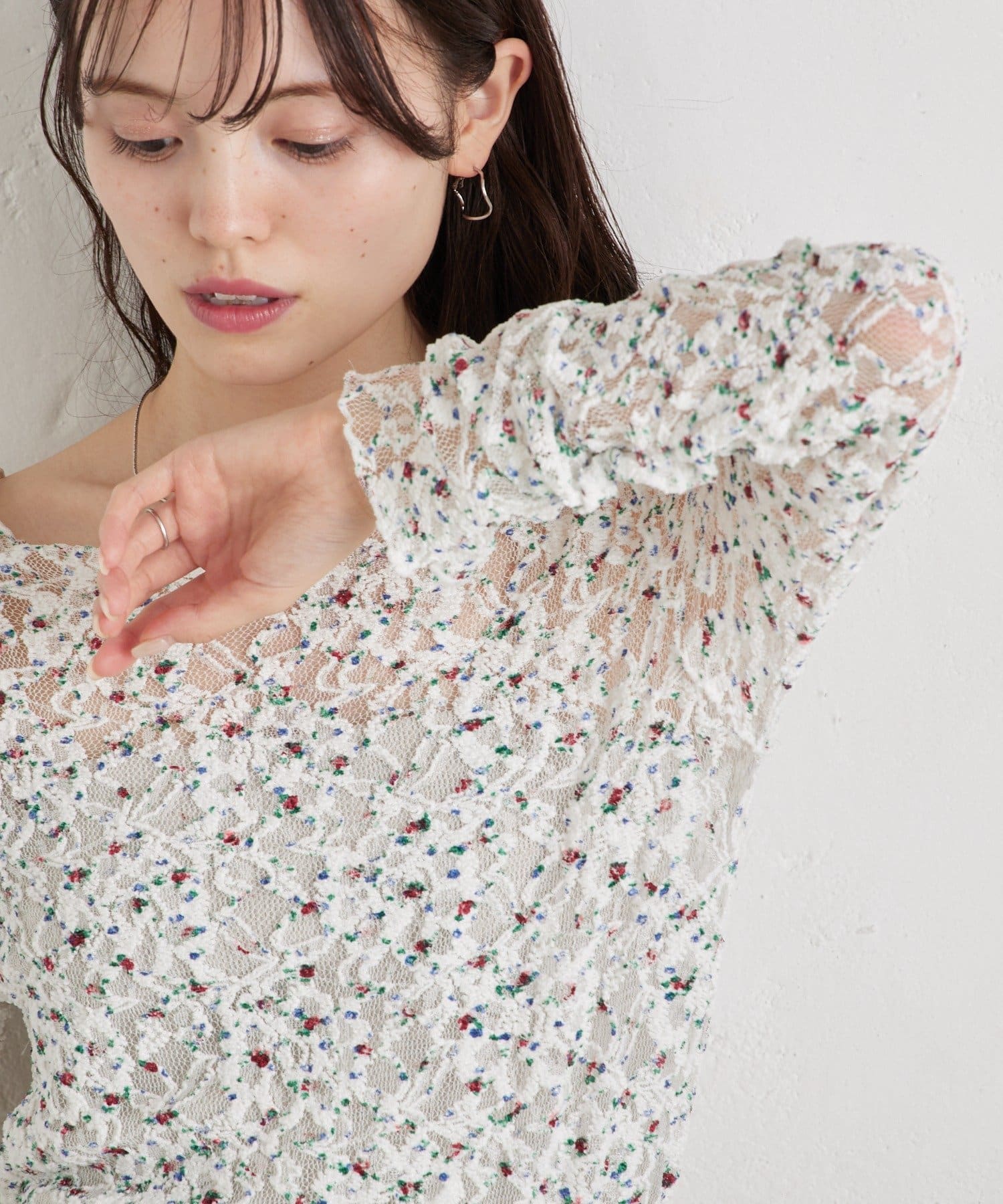 mystic(ミスティック) 《春一番おすすめ》【店舗/WEB大人気アイテム / レイヤードにおすすめ！】≪新色BLUE/GREEN追加≫ドットレースプルオーバー