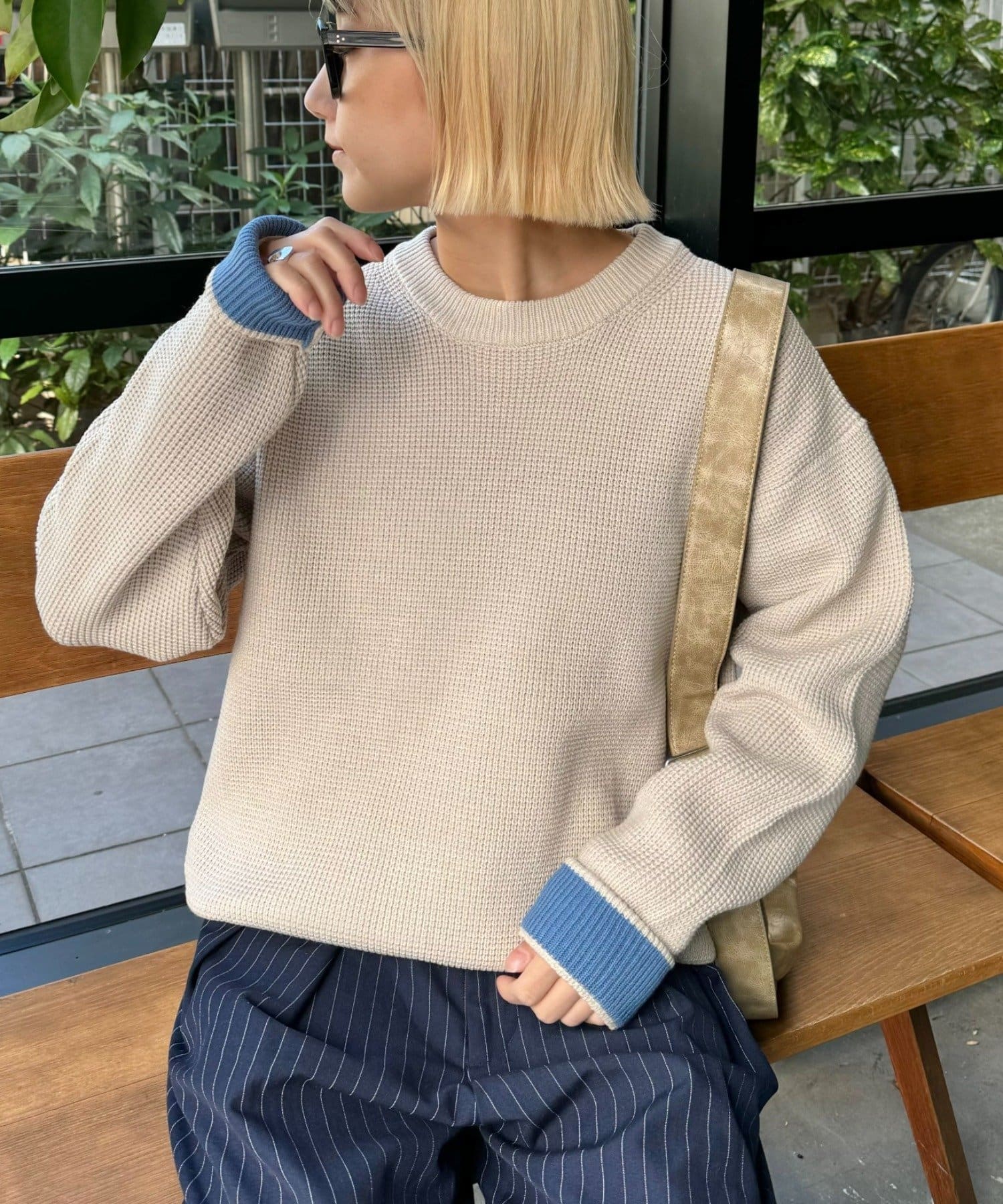 CIAOPANIC TYPY(チャオパニックティピー) 【ヨレ・伸びが起こりずらくお手入れ簡単】リシェイプモーションワッフルニットプルオーバー