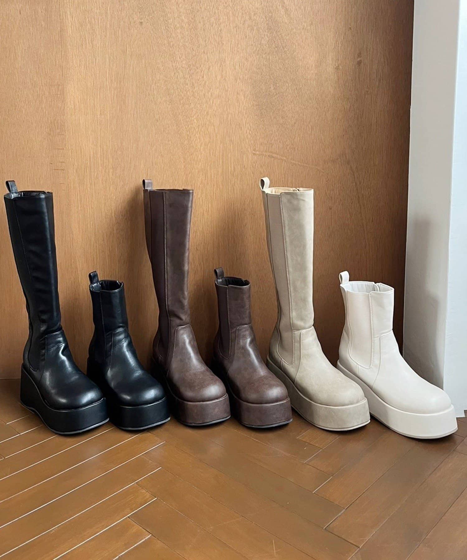 one after another NICE CLAUP(ワンアフターアナザー ナイスクラップ) 【マイナス3キロ見え/SNSで話題】厚底サイドゴアロングブーツ