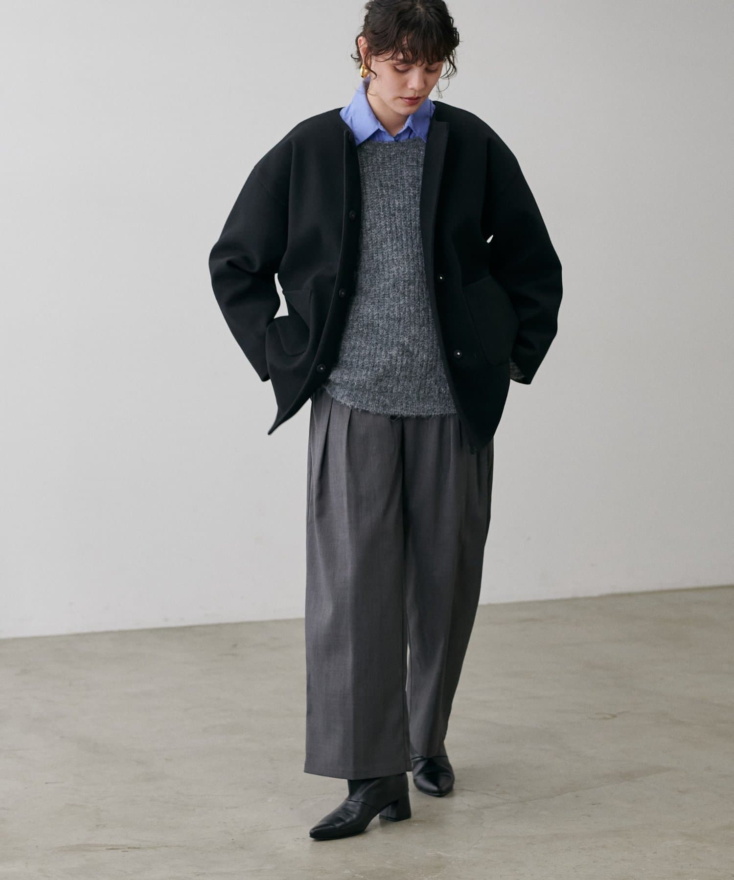 LARUTA(ラルータ) ラウンドヘムニットメルトンコート