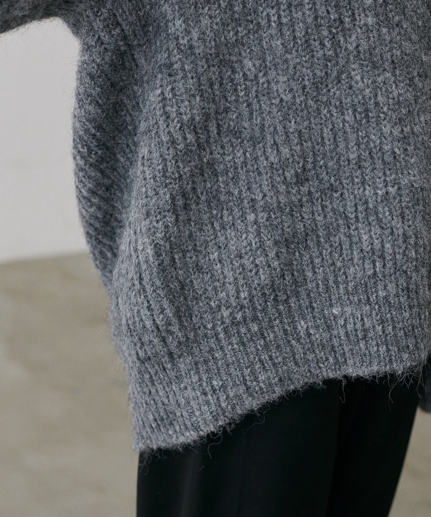 LARUTA(ラルータ) シャギー片畦Vネックニットカーディガン