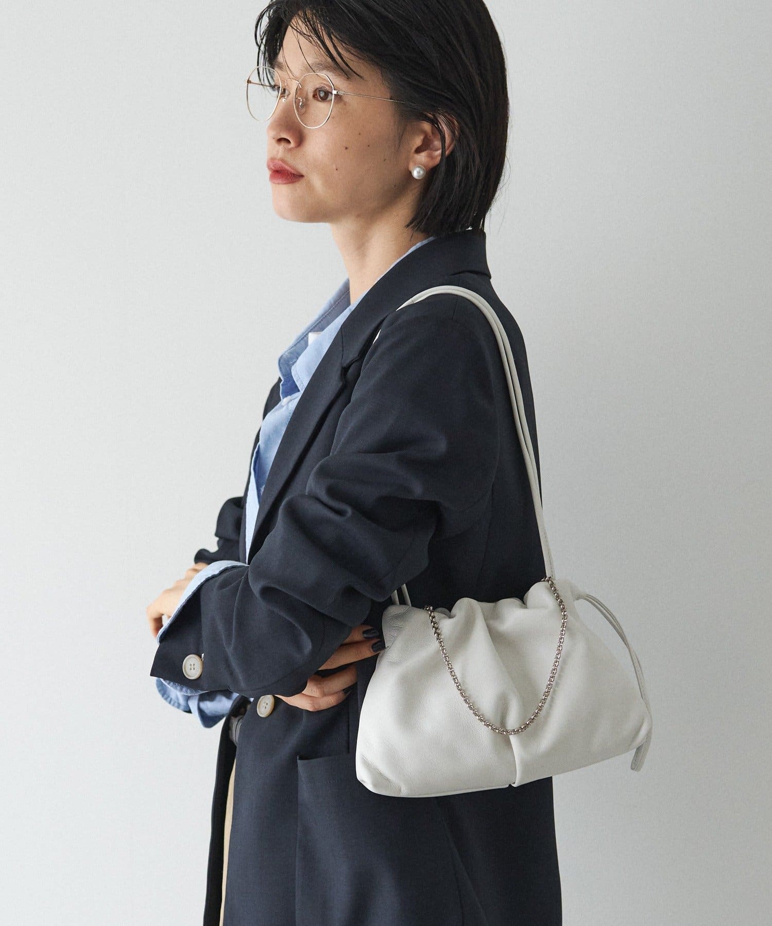 russet(ラシット) レザー巾着ミニショルダーバッグ