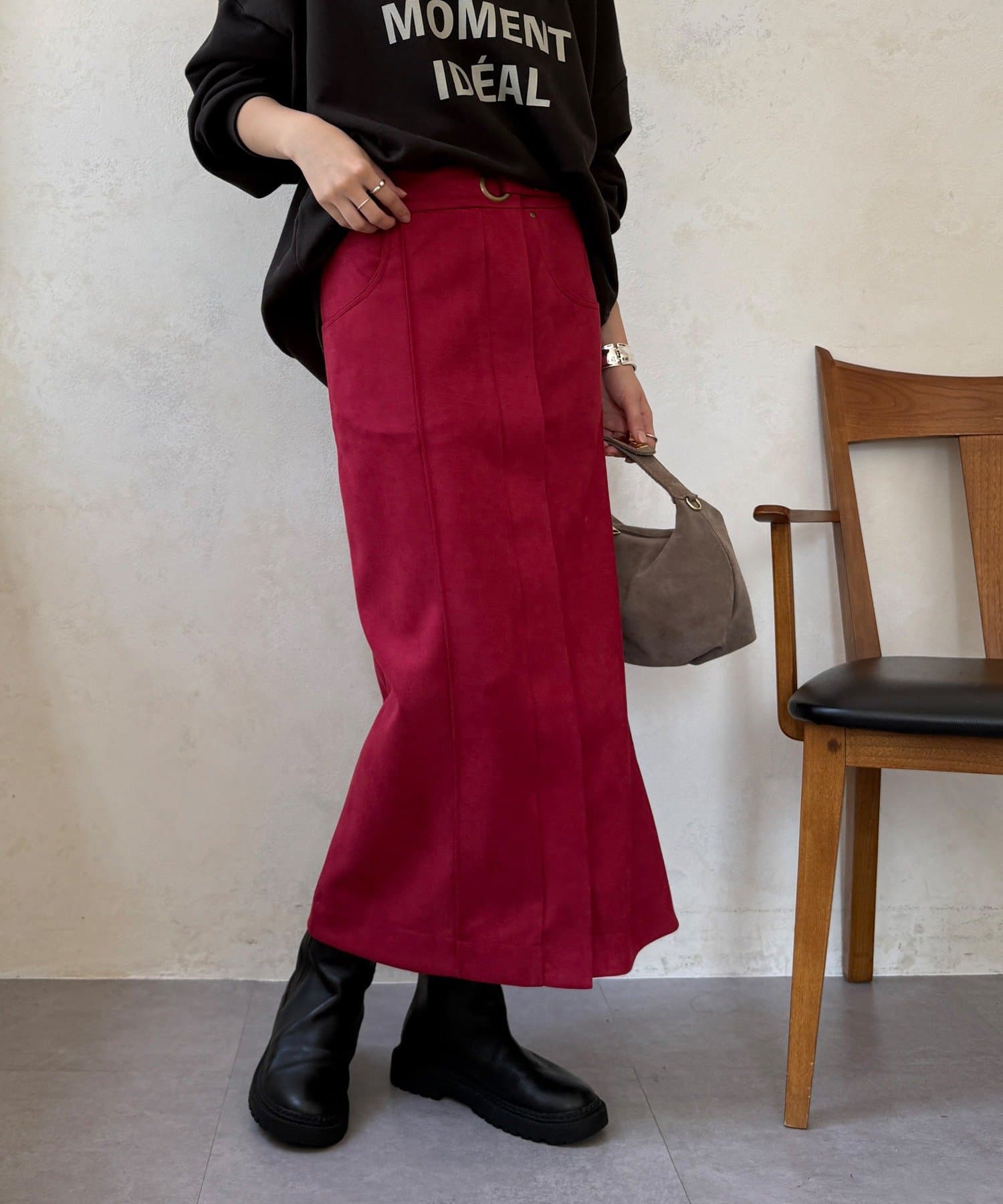 DOUDOU(ドゥドゥ) 【WEB限定】スエードポンチスカート