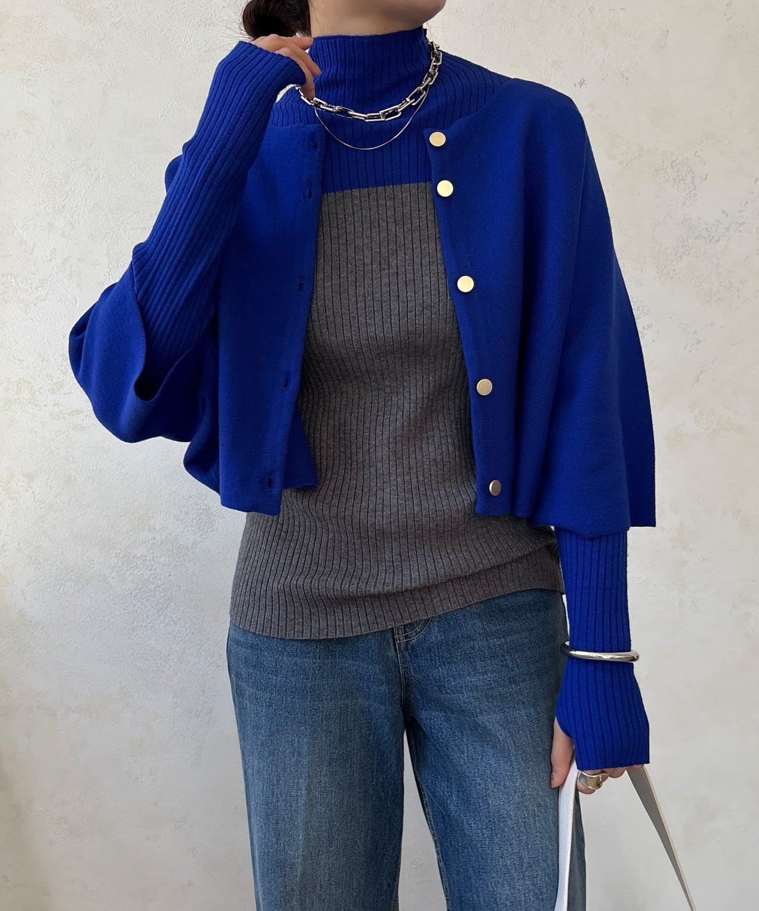 DOUDOU(ドゥドゥ) 【WEB限定】ケープアンサンブルニット