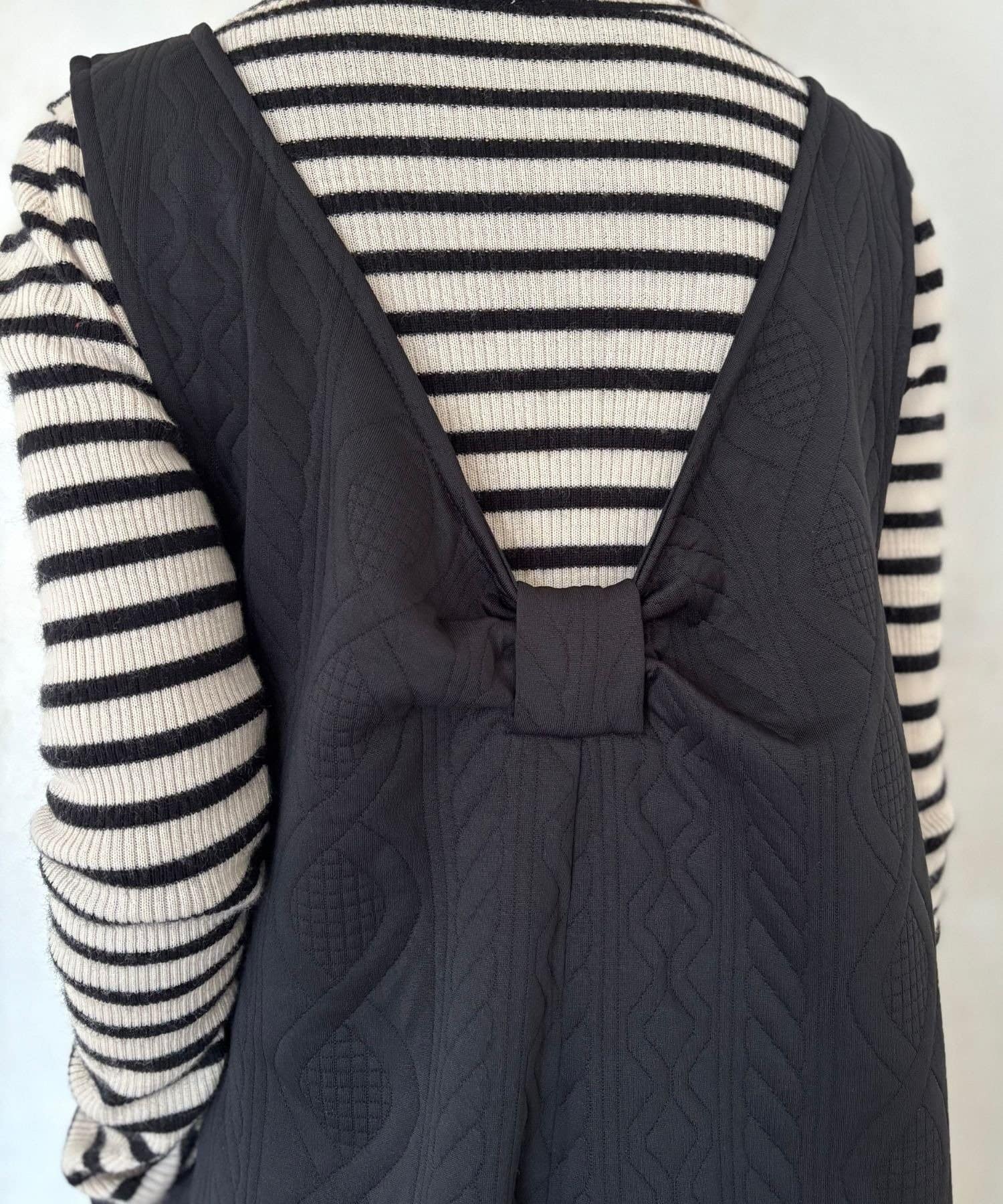 LOCUST(ローカスト) 【皺になりにくい/体型カバー&スタイルアップ】ふくれジャガードサロペット