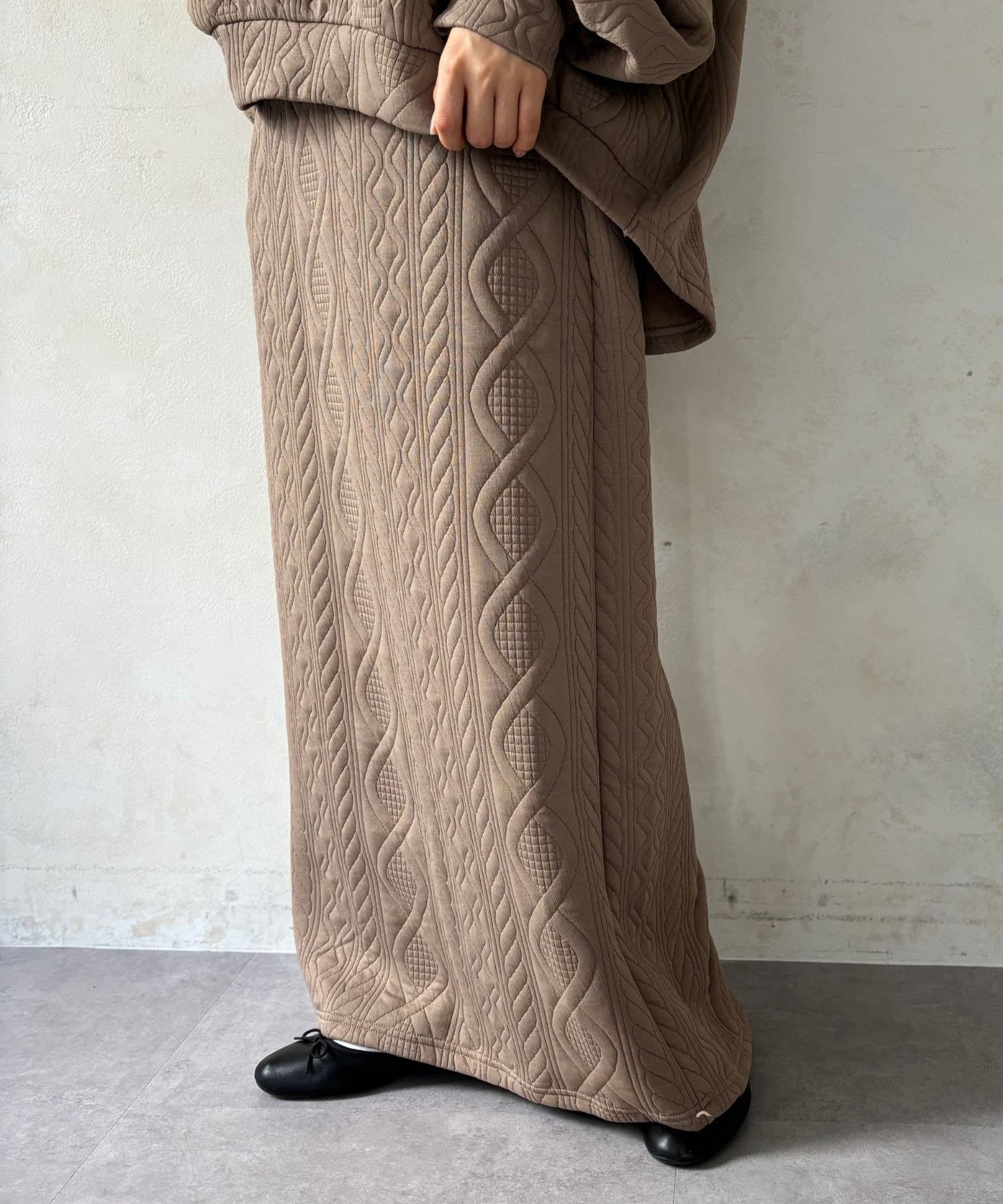 LOCUST(ローカスト) 【セットアップ対応可◎皺になりにくい】ふくれジャガードスカート