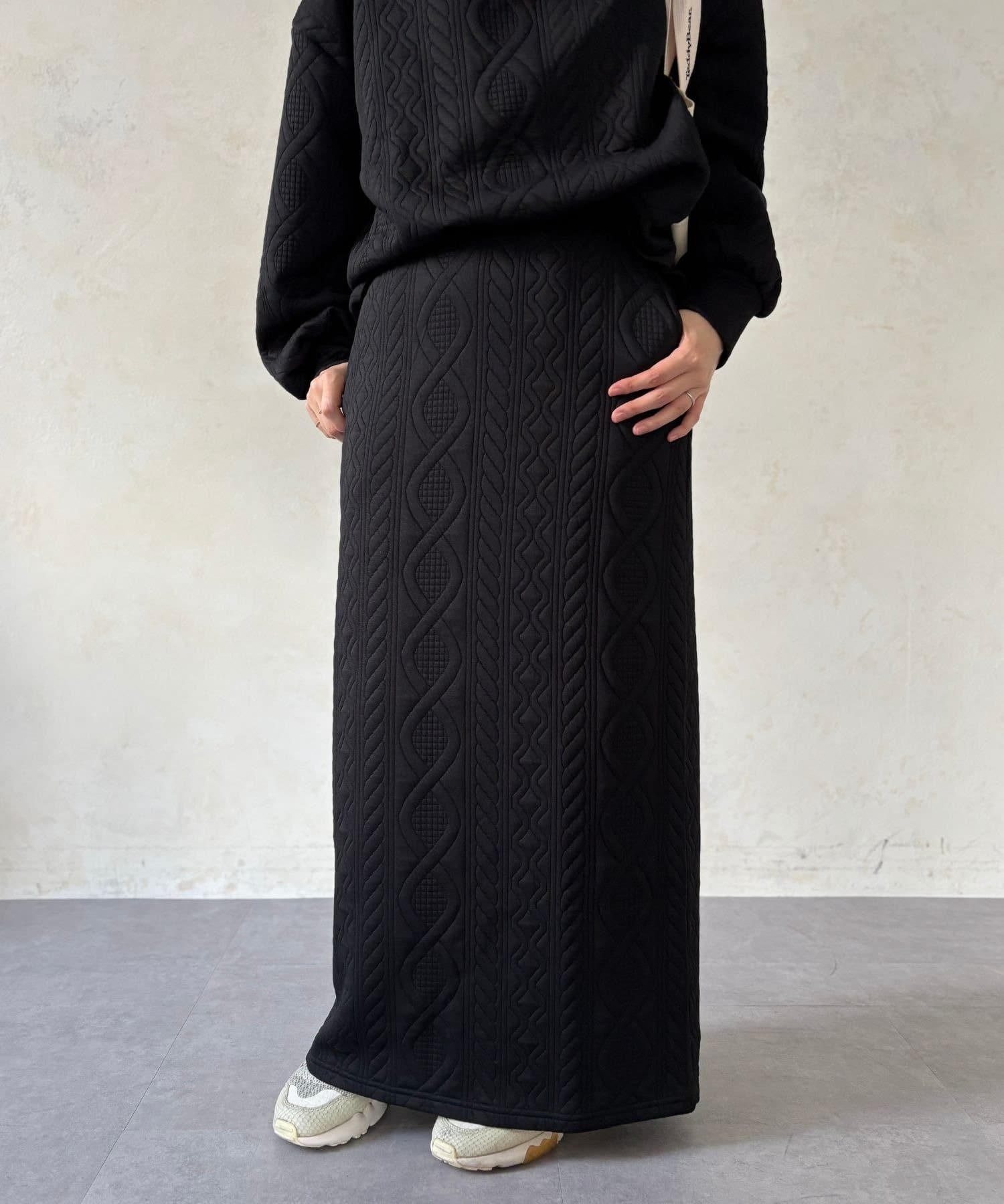 LOCUST(ローカスト) 【セットアップ対応可◎皺になりにくい】ふくれジャガードスカート