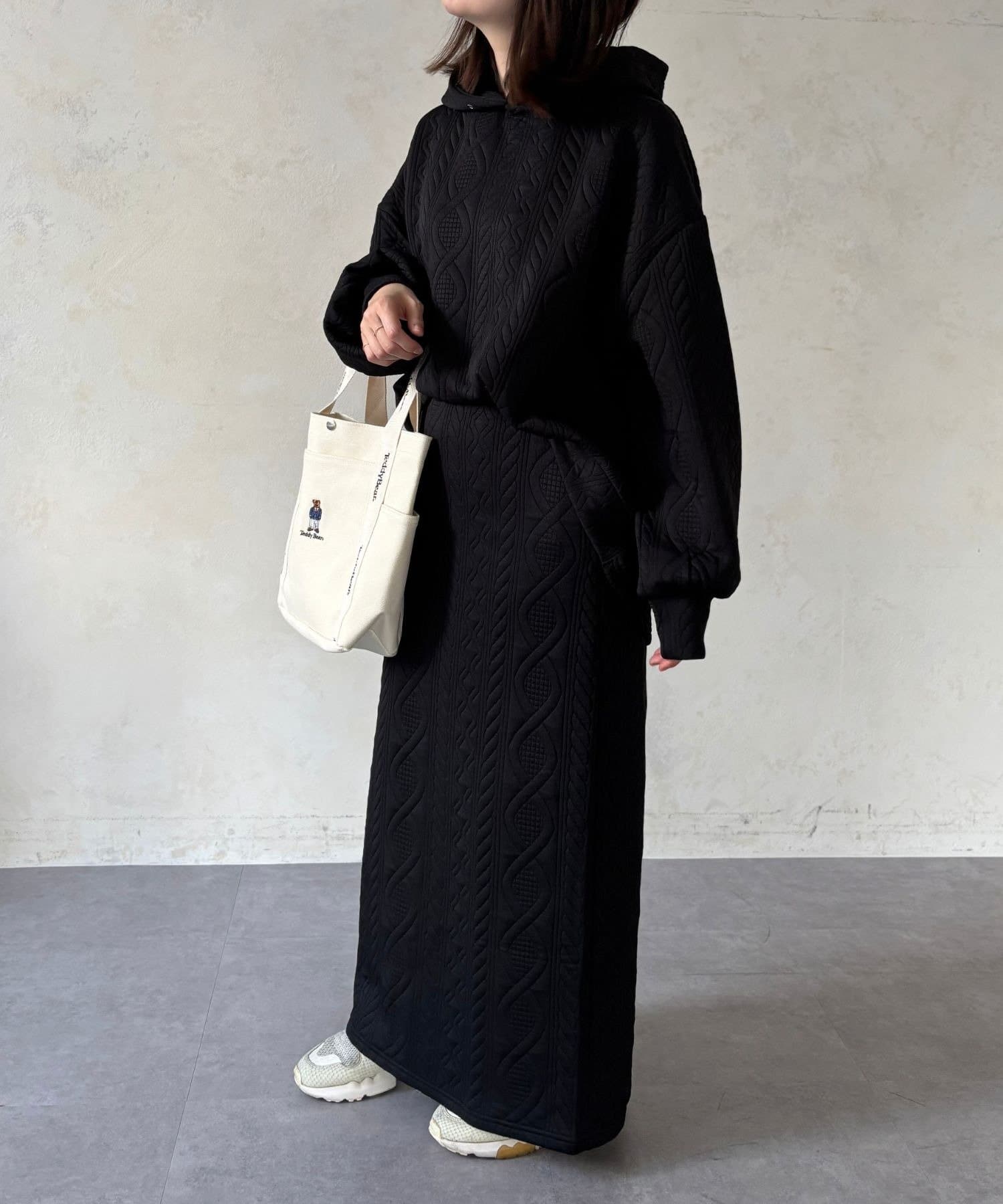 LOCUST(ローカスト) 【セットアップ対応可◎皺になりにくい】ふくれジャガードパーカー