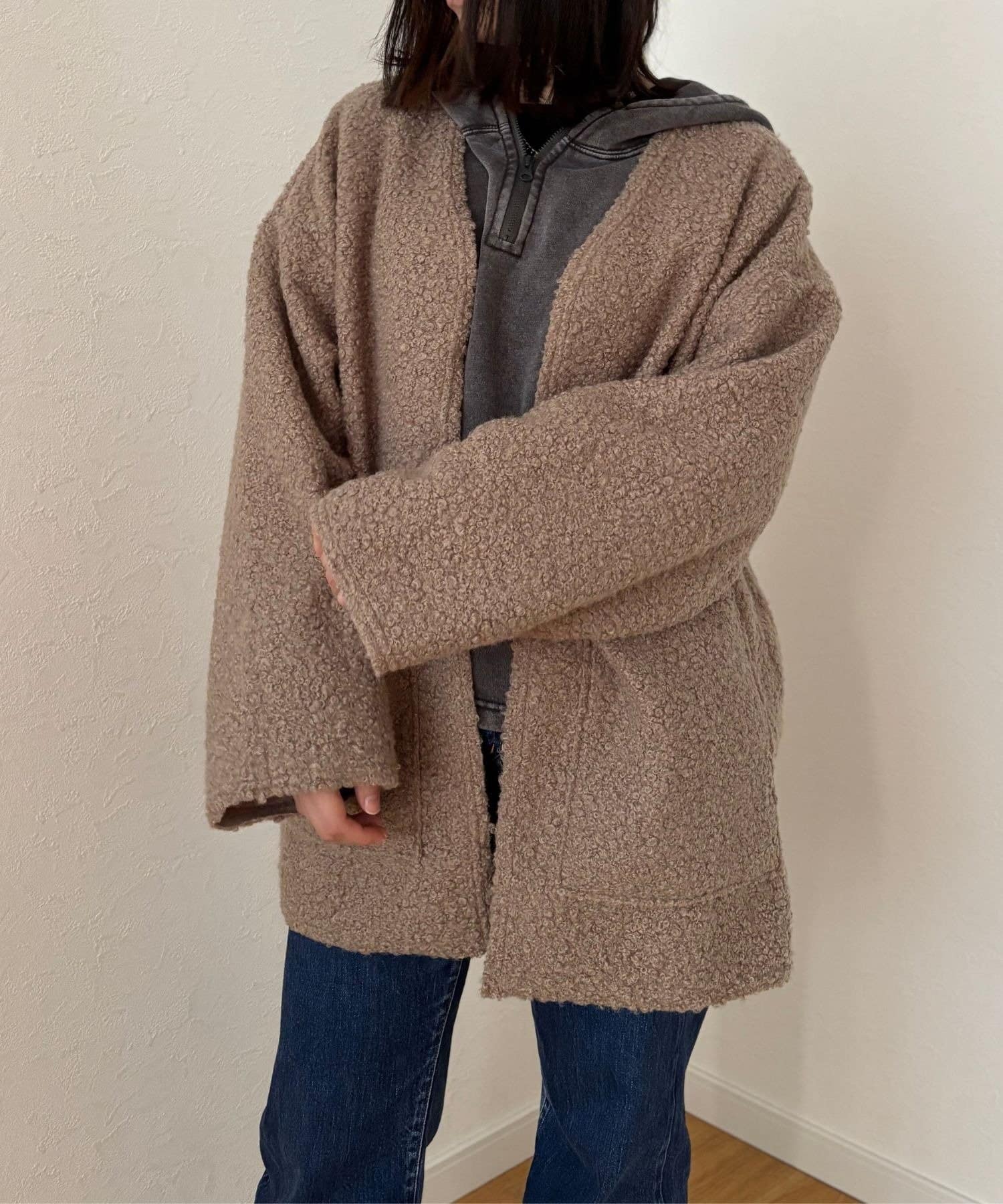 LOCUST(ローカスト) 【お手入れ簡単】ブークレノーカラージャケット