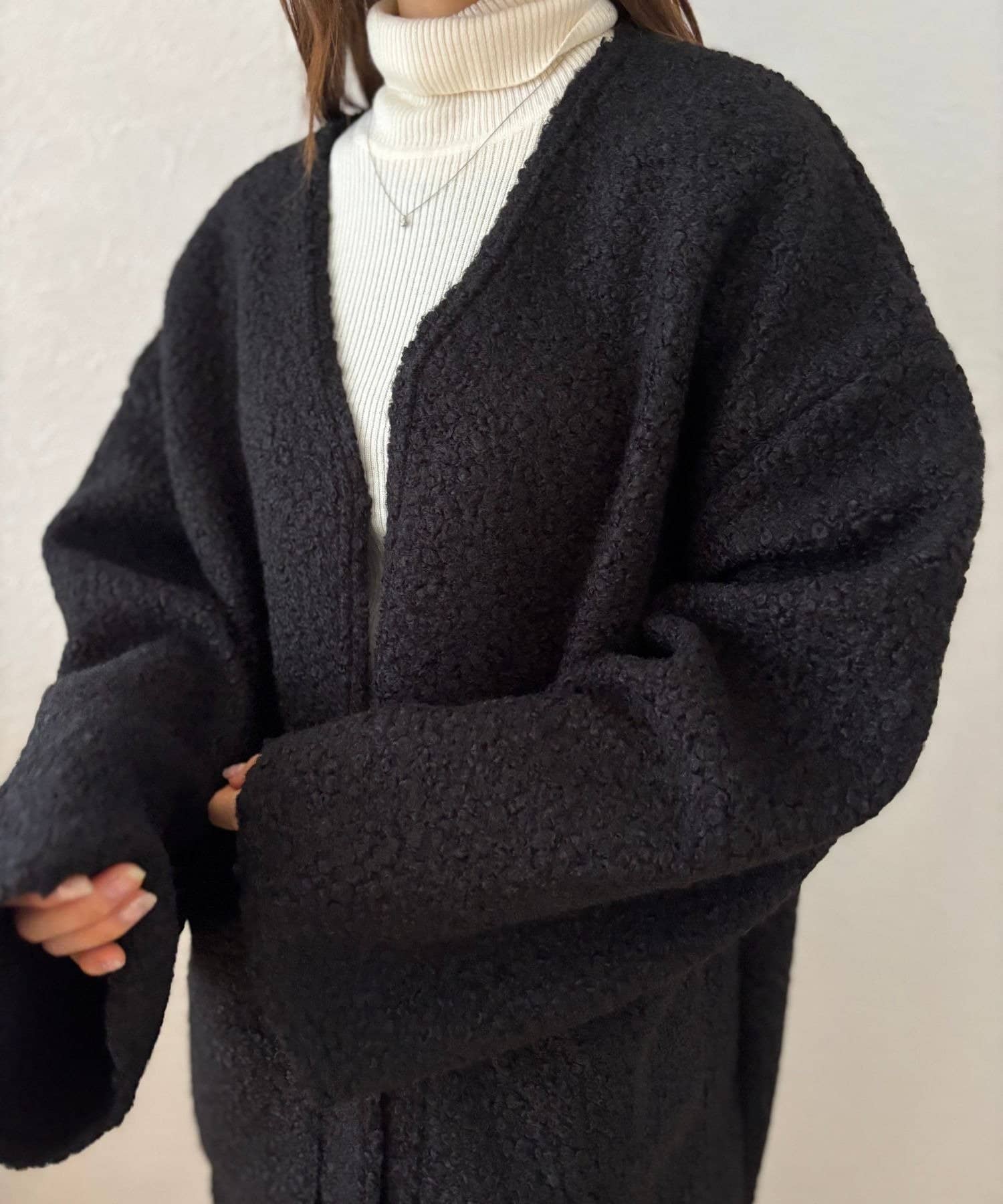 LOCUST(ローカスト) 【お手入れ簡単】ブークレノーカラージャケット