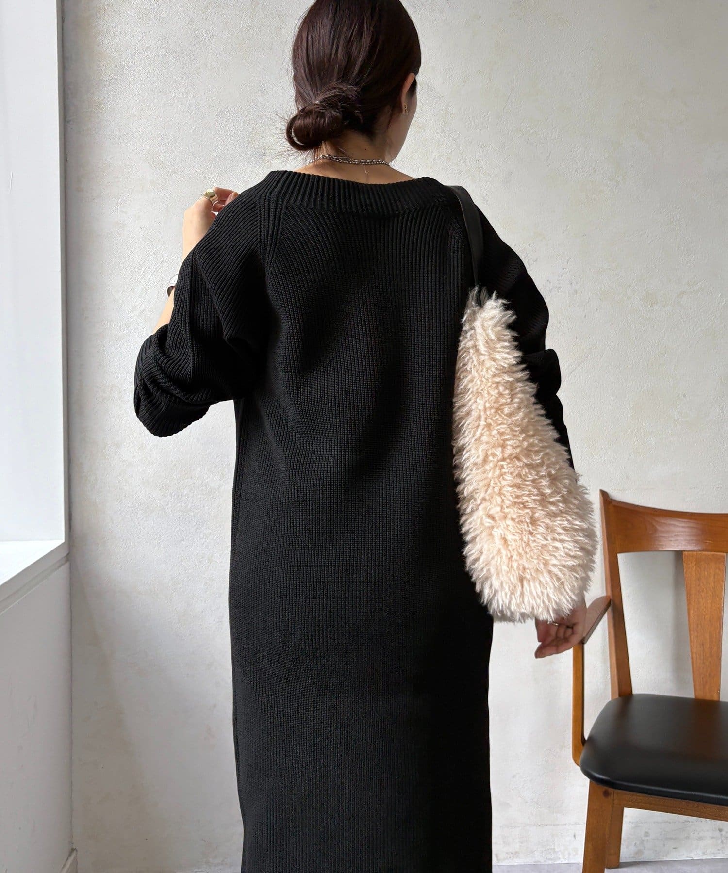 DOUDOU(ドゥドゥ) 【WEB限定】ジップニットワンピース